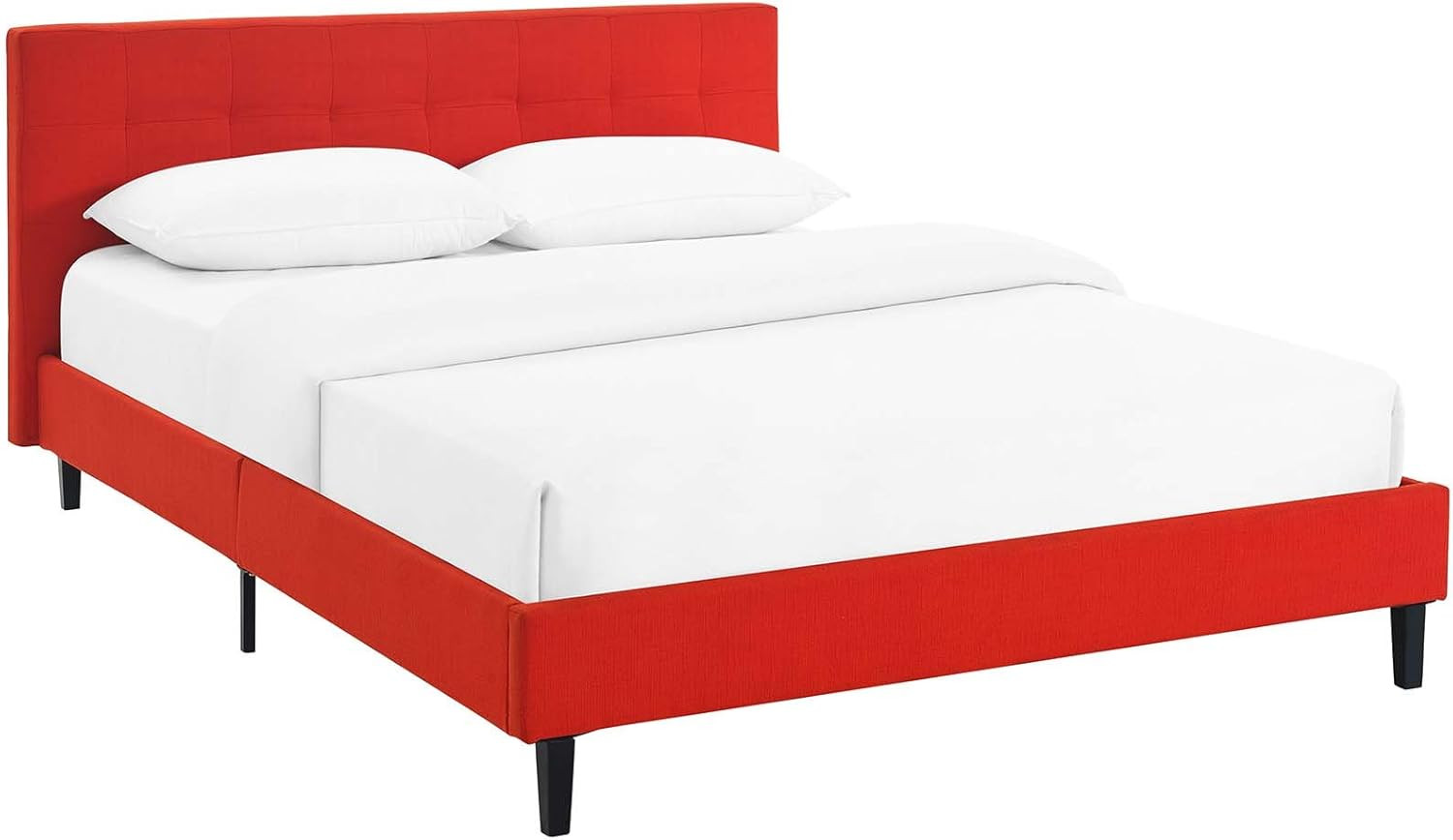Linnea Upholstered Atomic Red Full Platform Bed with Wood Slat Support