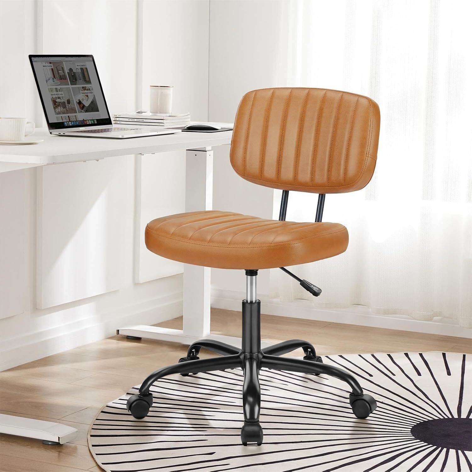 Armless Home Office Chairs Ergonomic Desk with Comfy Low Back Lumbar Support