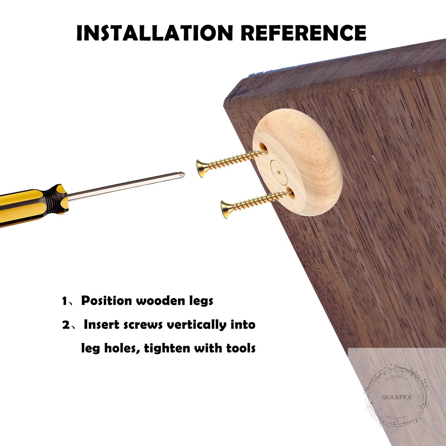 30MM Furniture Legs 1 Inch Set of 4,Round Short Replacement Wood Bun Feet for