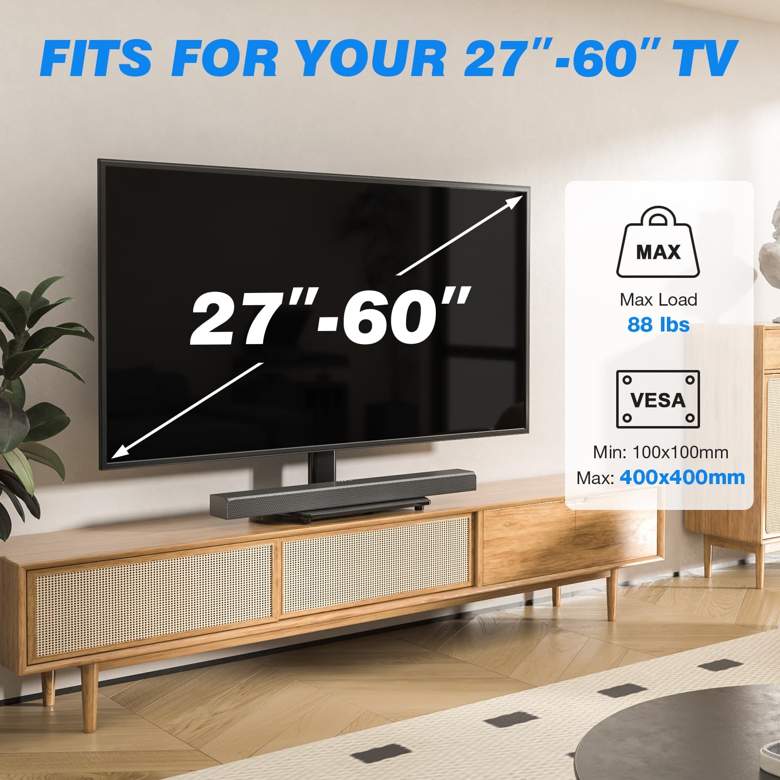 Rfiver 27-60 inch TV Stand Swivel Height Adj