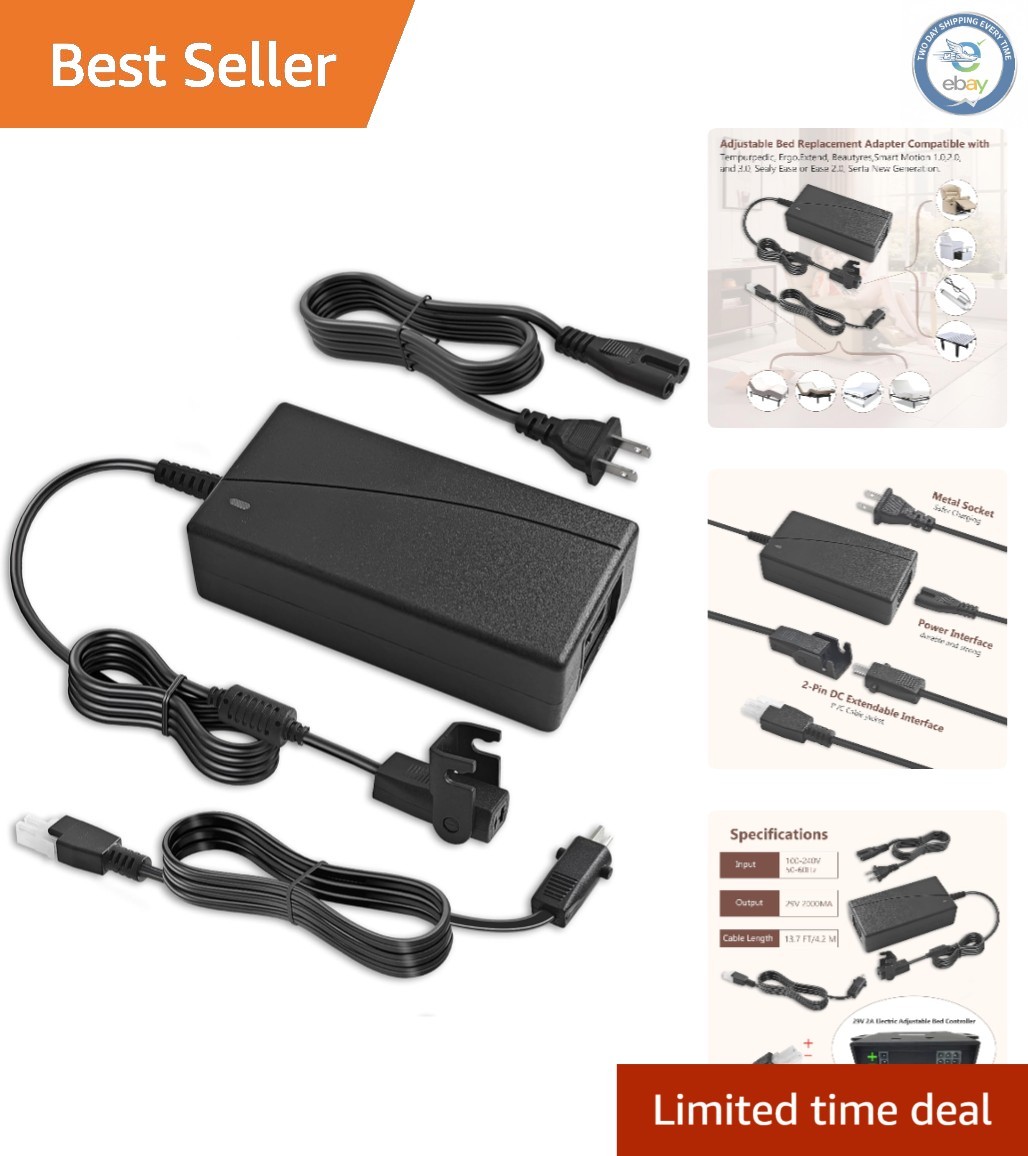 Adjustable Bed Parts Power Supply 29V 2A – Compatible with Ergo, Sealy, Extend