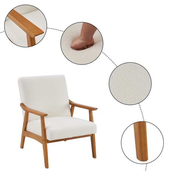 Wooden Leg Leisure Chair with Handrails & Cushions, Suitable for Living Room