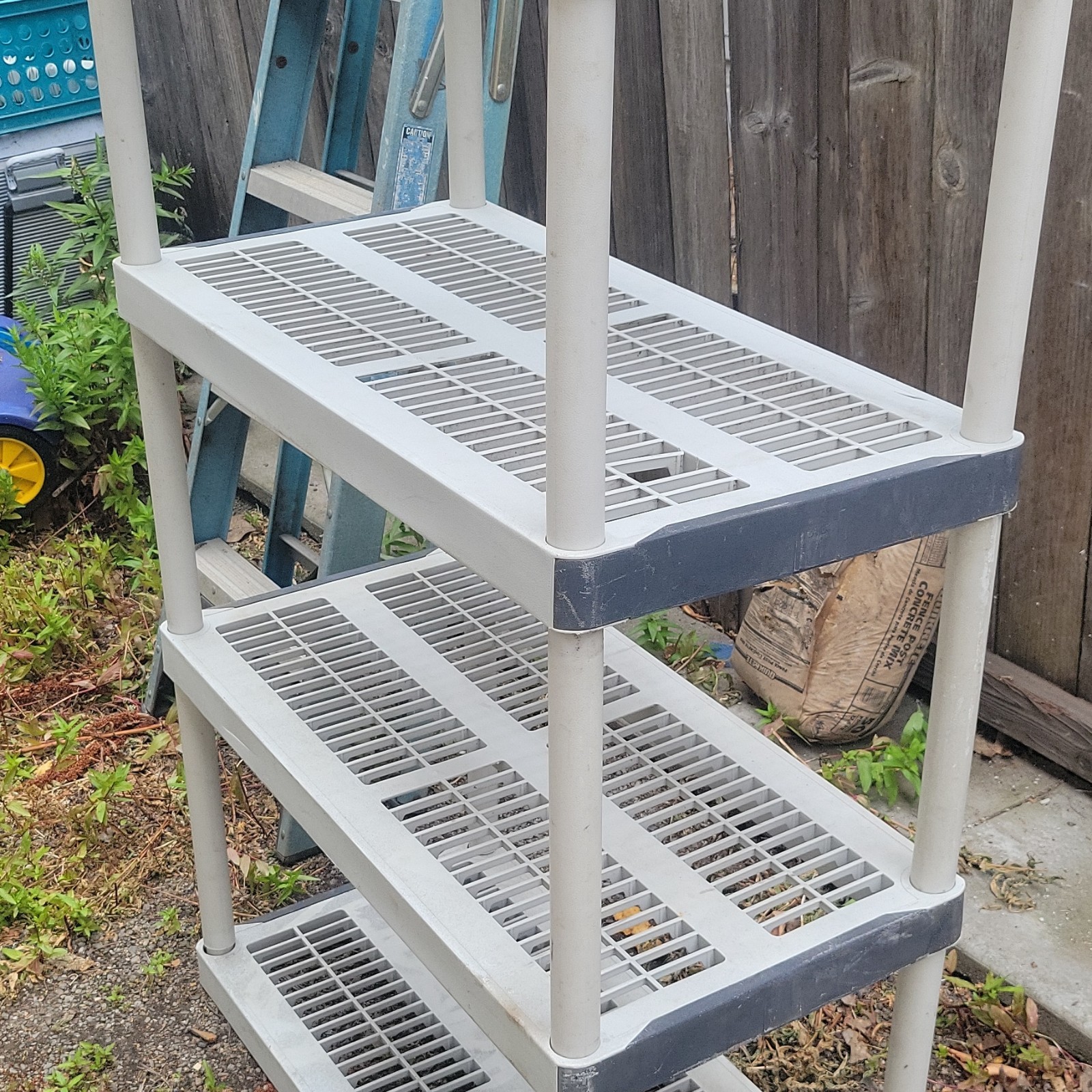 Gray Plastic Freestanding 3-Shelf Shelving Unit Rack 30 x 22 x 63 in