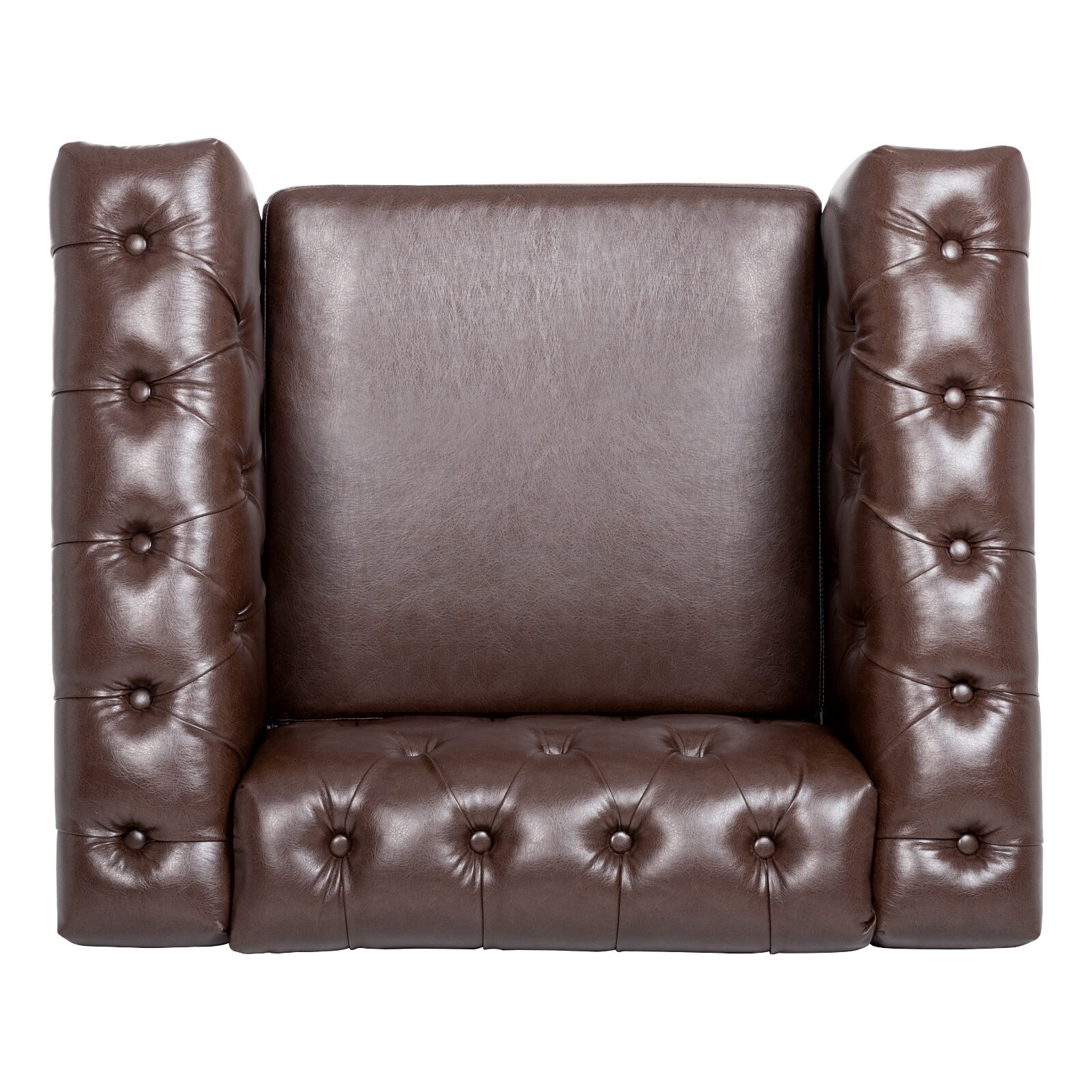 Faux Leather Sofa Tufted Single Couch Armchair with Removable Cushion Square Arm
