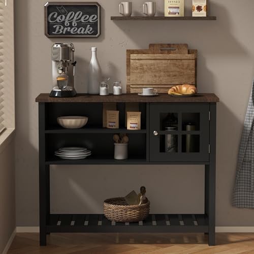 Farmhouse Coffee Bar ChooChoo Buffet Cabinet Black
