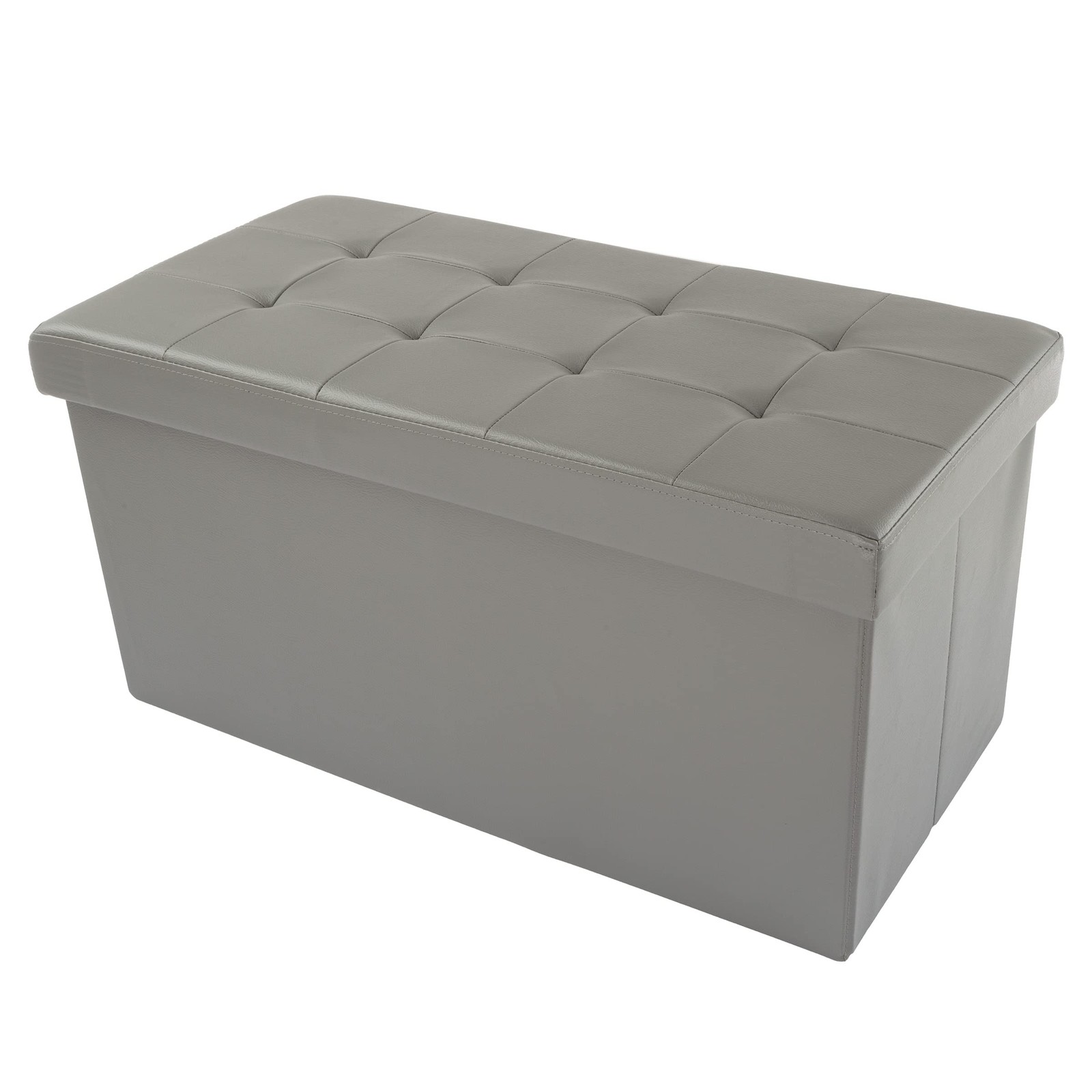 Lavish Home – Faux Leather Footrest Linen Chest Or Bench