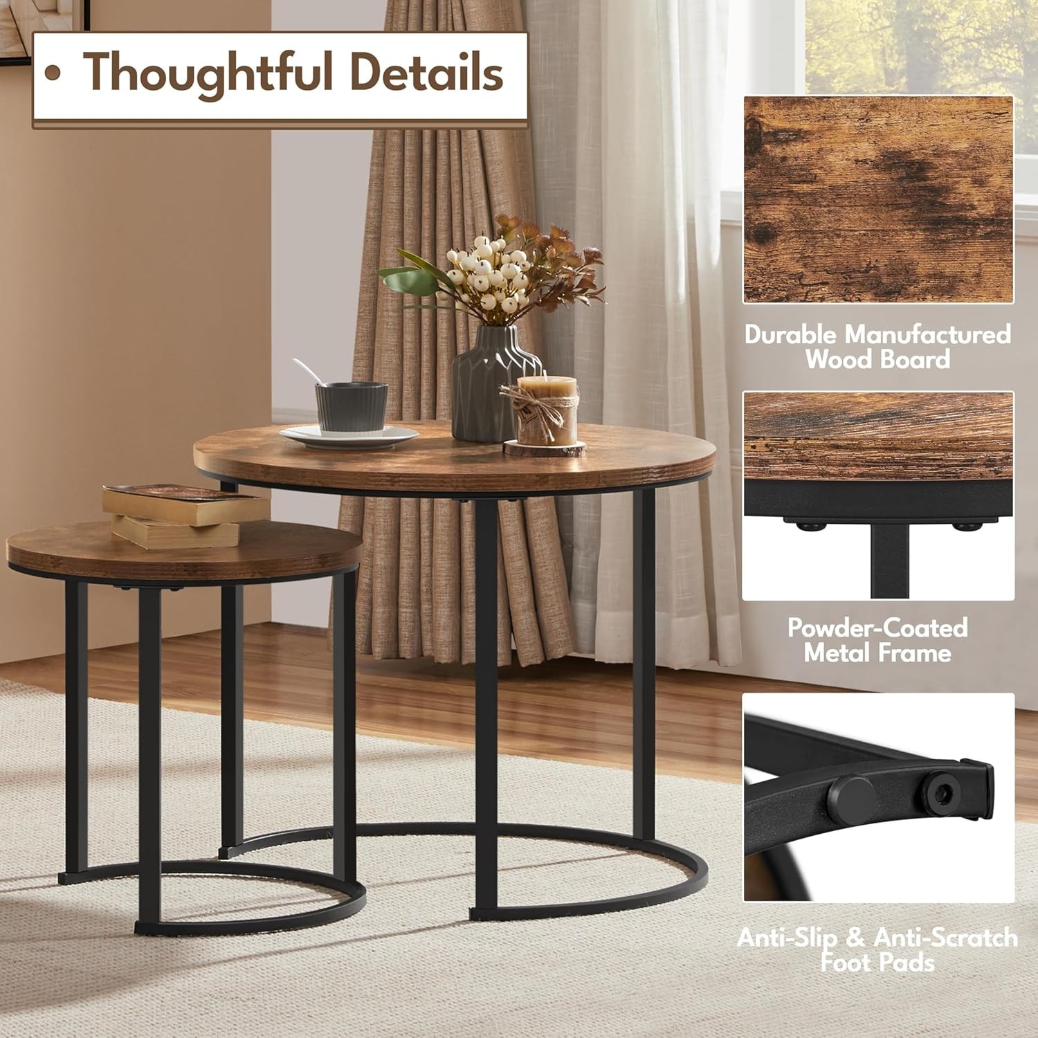 Nesting Coffee Table Round Coffee Table for Living Room Nesting Table