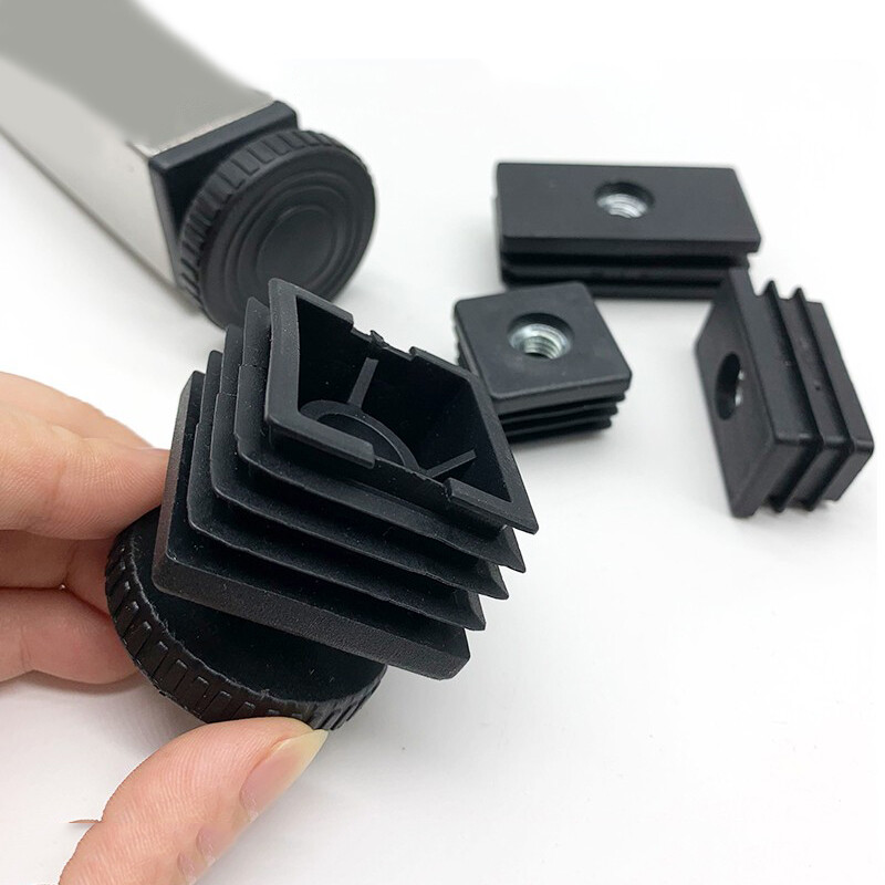 Square Plastic End Caps / M8 Adjustable Table Foot Furniture Leveling Feet /Nuts