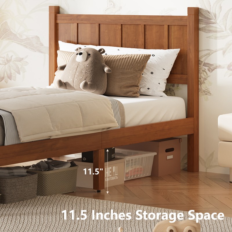Twin Size Flat Panel Bed w/Headboard &Footboard,Minimalist Modern Platform Bed