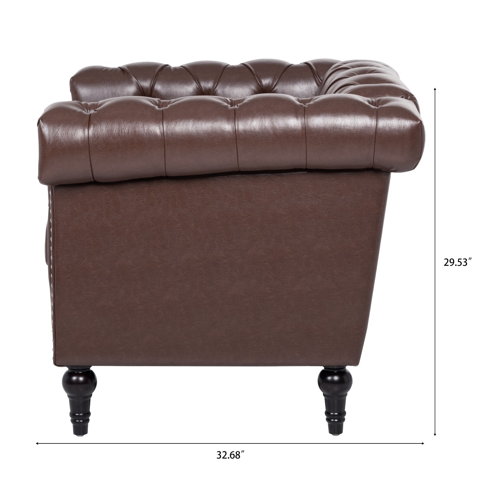 Faux Leather Sofa Tufted Single Couch Armchair with Removable Cushion Square Arm