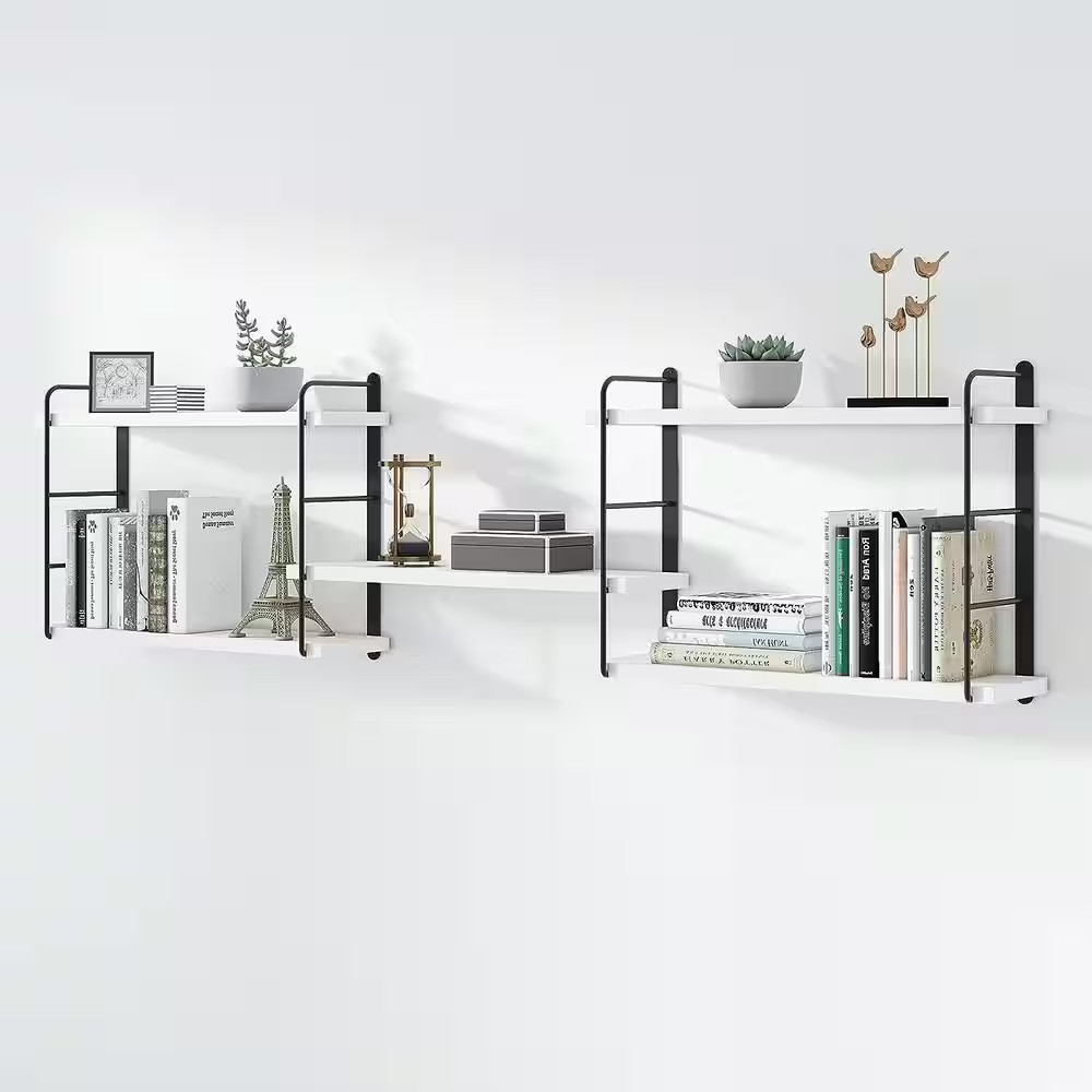17 In. W X 6 In. D White Decorative Wall Shelf, Wall Mounted Floating Shelves