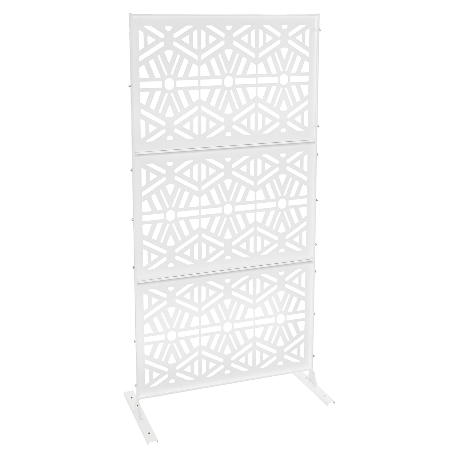 Room Divider Screen Steel Paravent Hollow Out Privacy Decorative Panel White New