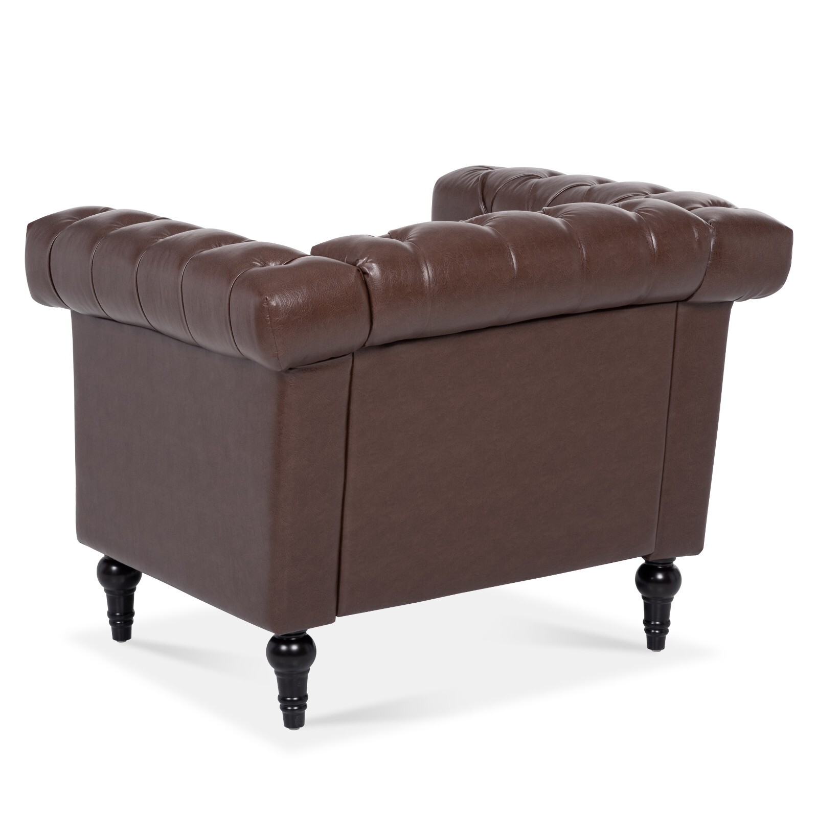 Faux Leather Sofa Tufted Single Couch Armchair with Removable Cushion Square Arm