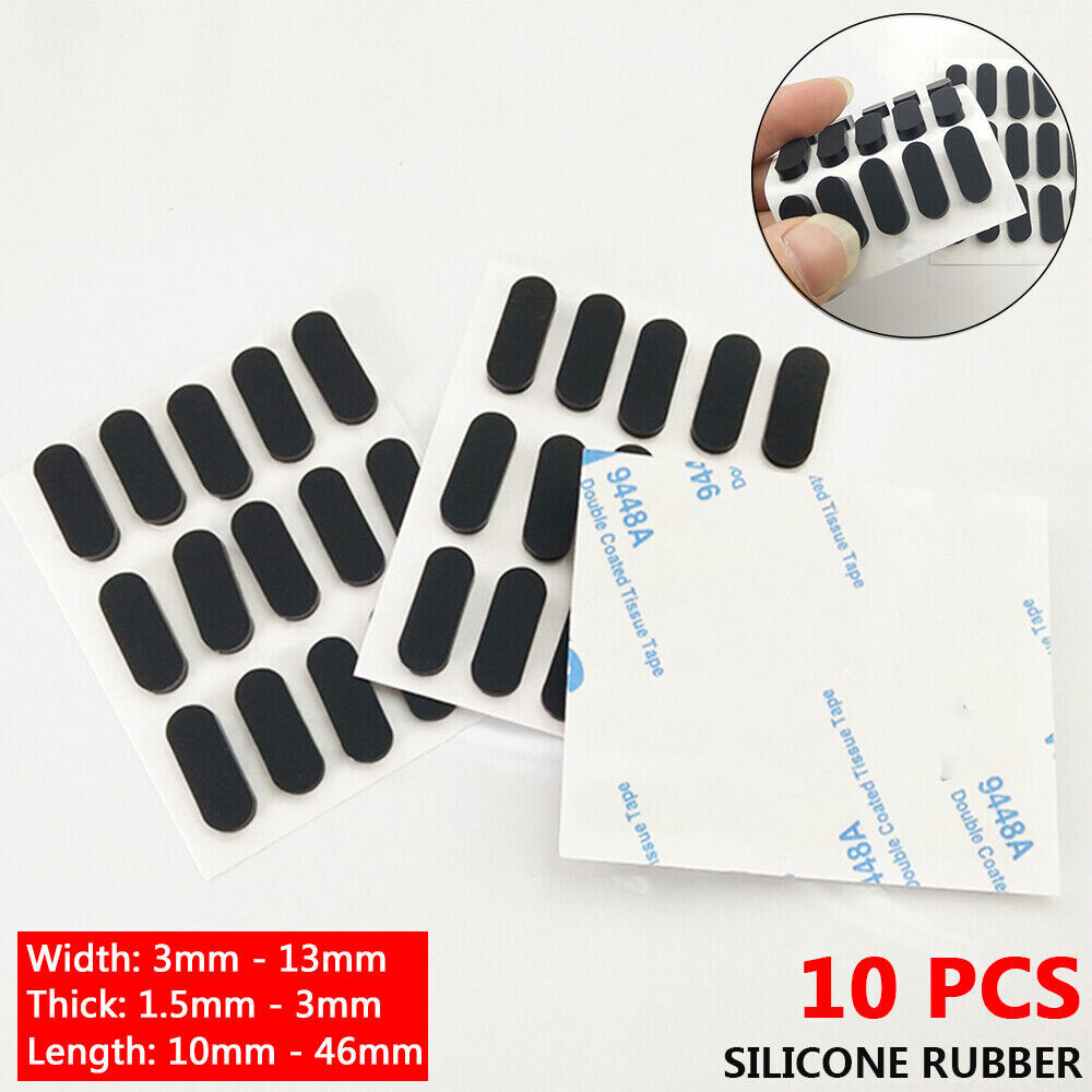 10X Various Oval Self Adhesive Backed Silicone Rubber Non-slip Pads Width 3-13mm
