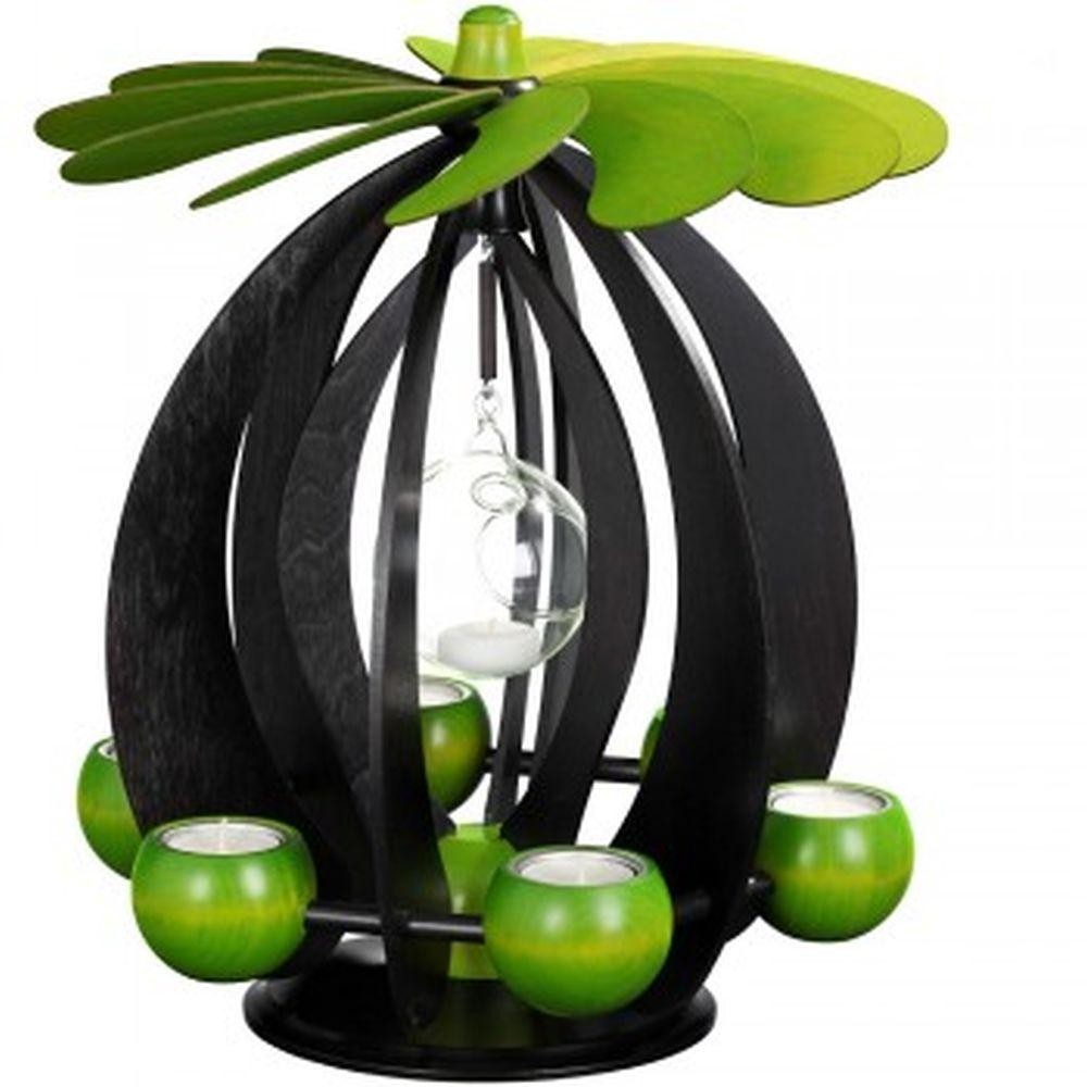 Floating Pyramid Anthracite Lime Green Bxhxt 12×15 3/8x12in New Ho