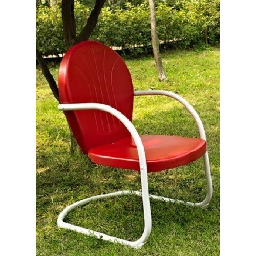 NEW Metal Vtg Patio Lawn Furniture Retro Clam Shell Chair Spring Base Deck Porch
