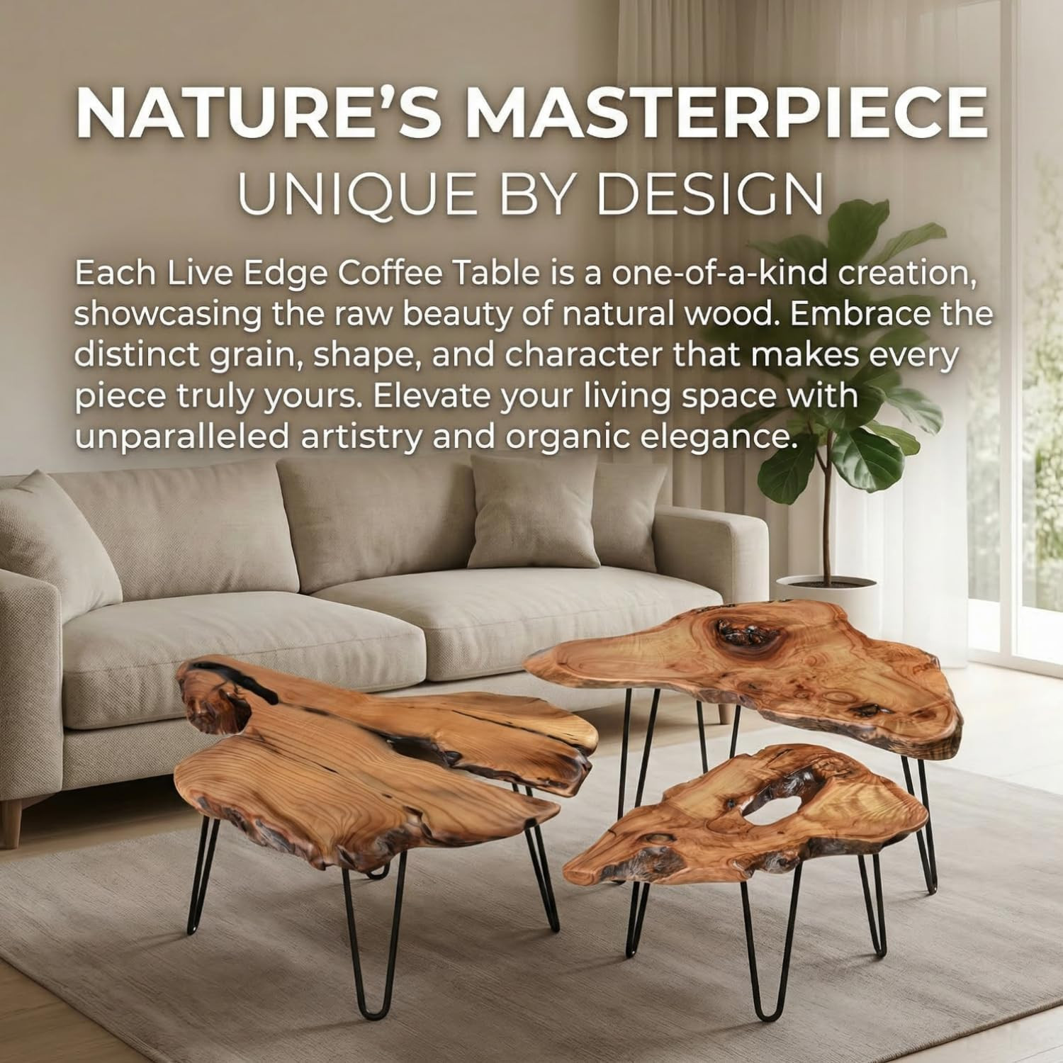 Handcrafted Live Edge Coffee Table – Unique Solid Wood Design for Living Room