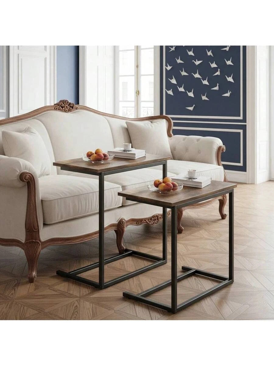 NEW 2ps C Shaped End Table 27 Inches High, Side Table For Couch Slide Under