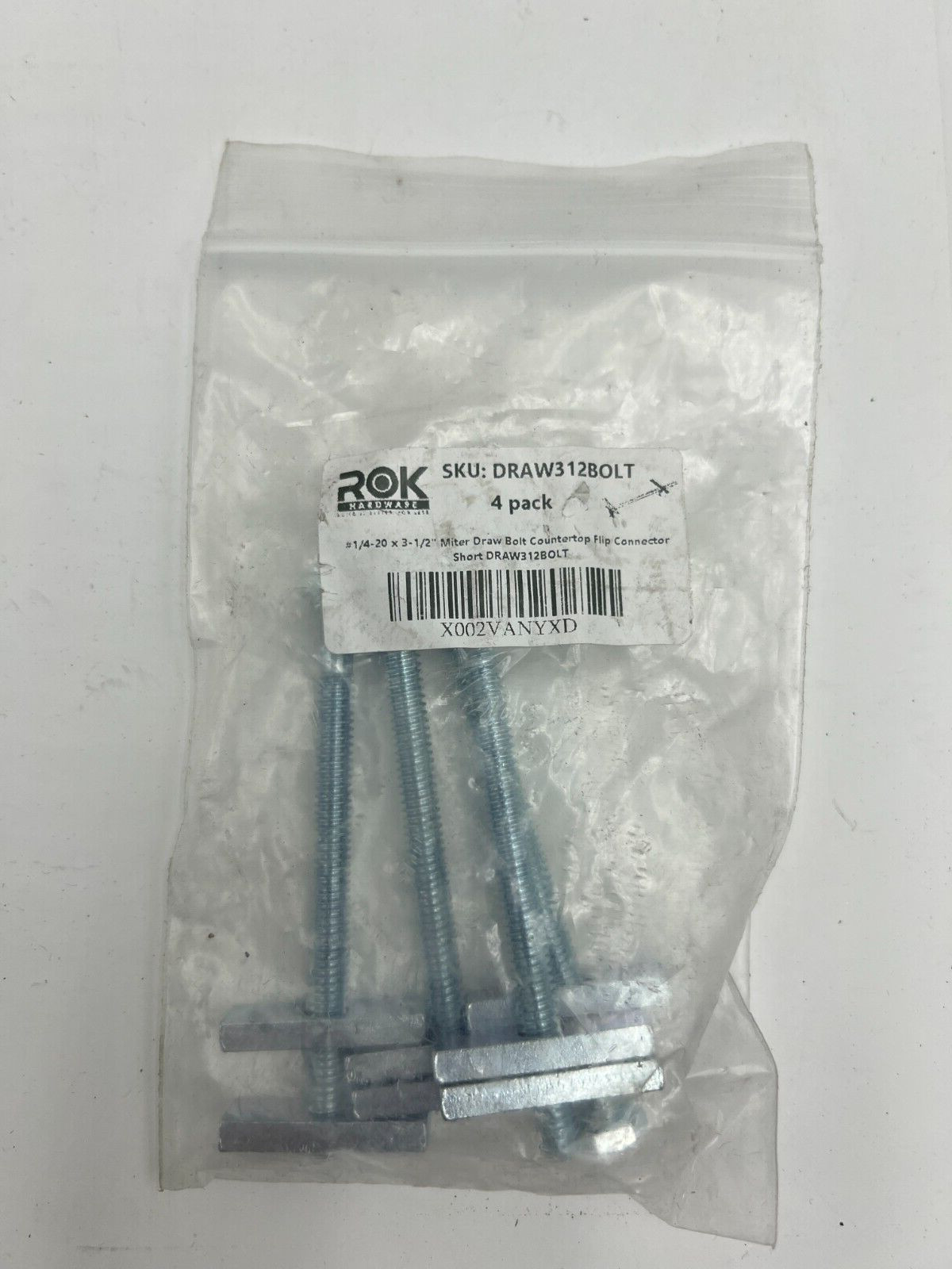 10 Bags of 4 – ROK #1/4-20×3-1/2″ Miter Draw Bolt Countertop Flip Connector