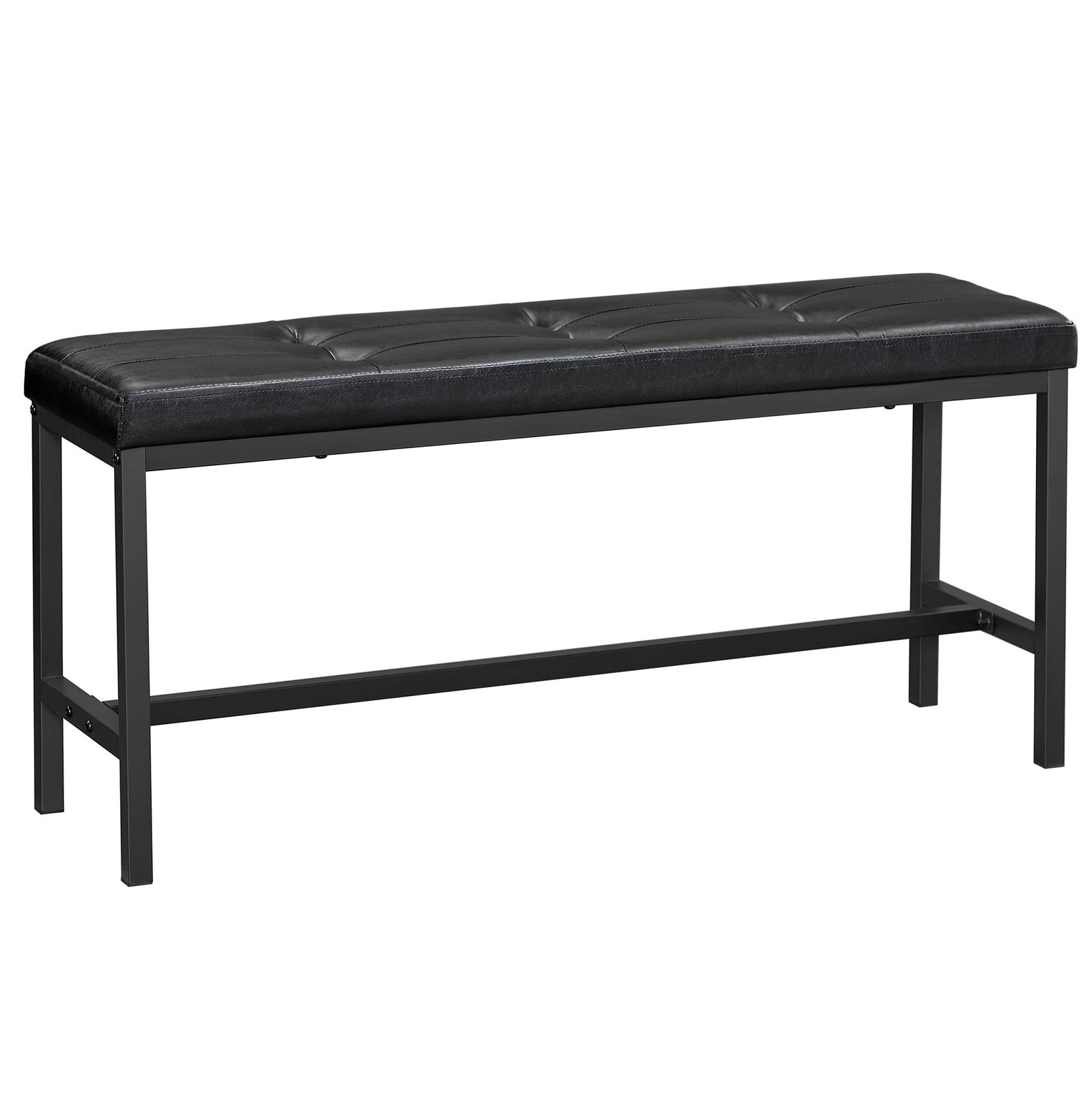 VASAGLE Dining Table Bench, Ottoman with PU Leather Padded Seat, Steel Frame,