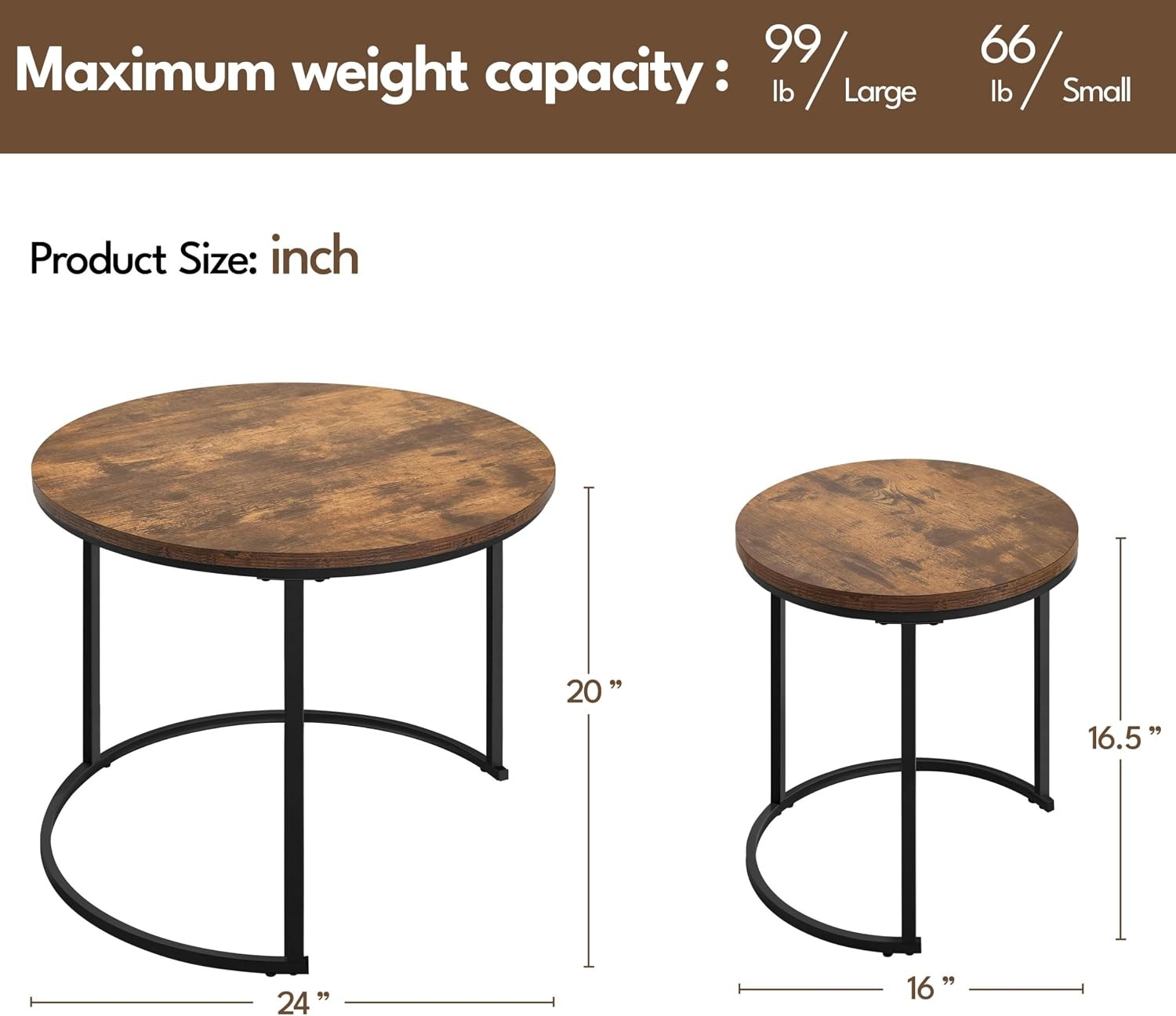 Nesting Coffee Table Round Coffee Table for Living Room Nesting Table