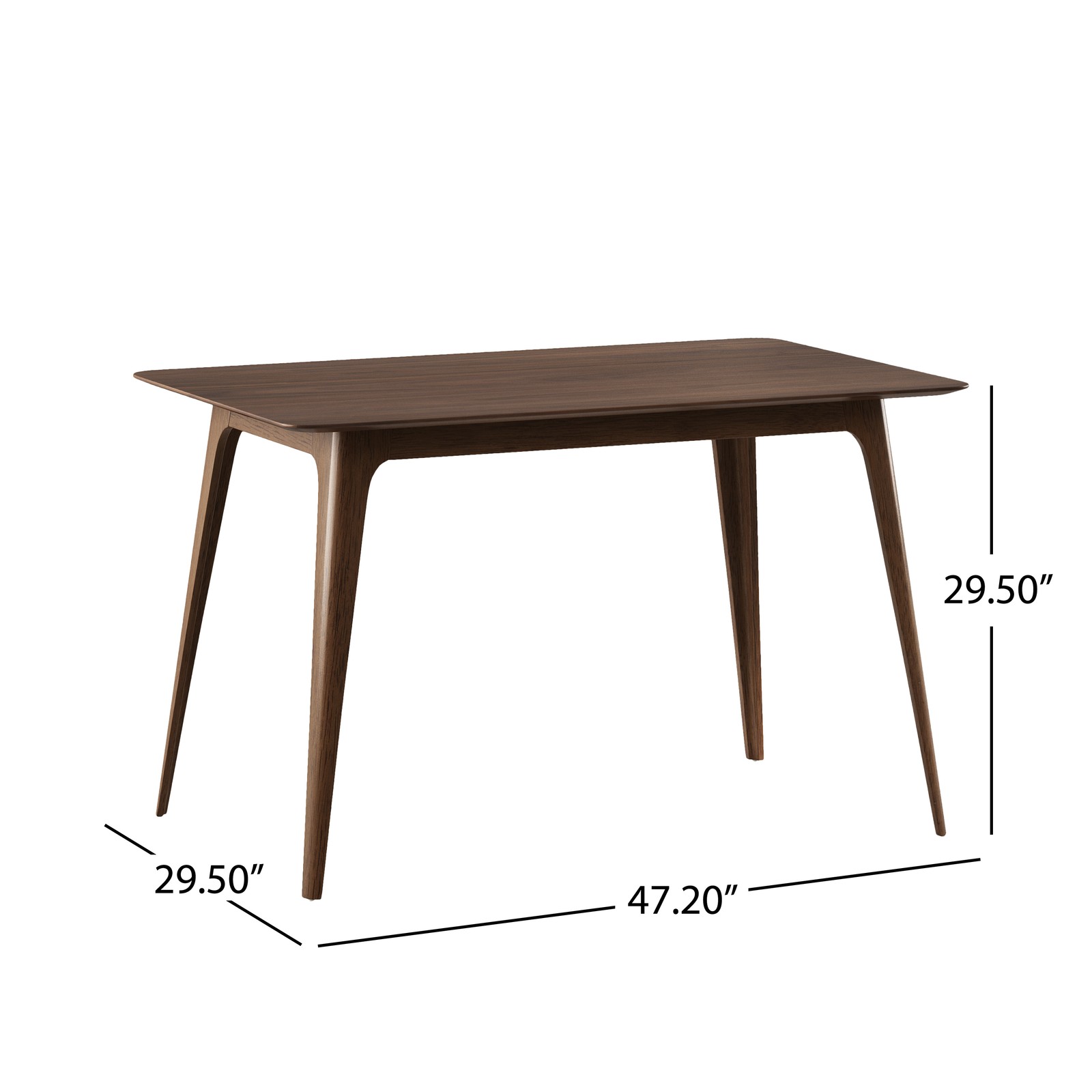 Dining Table Solid Wood Legs Walnut Finish 47.2 in x 29.5 in Breakfast Kitchen
