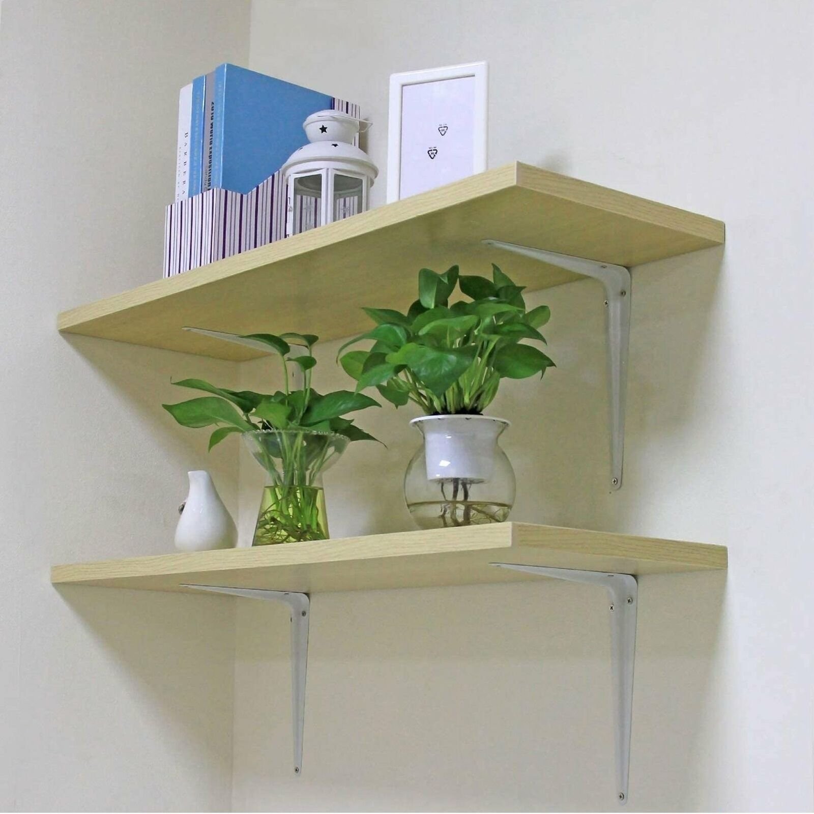 2 Pcs Heavy Duty 10 x 12″ inch Metal Shelf Brackets White Book Contertop Support