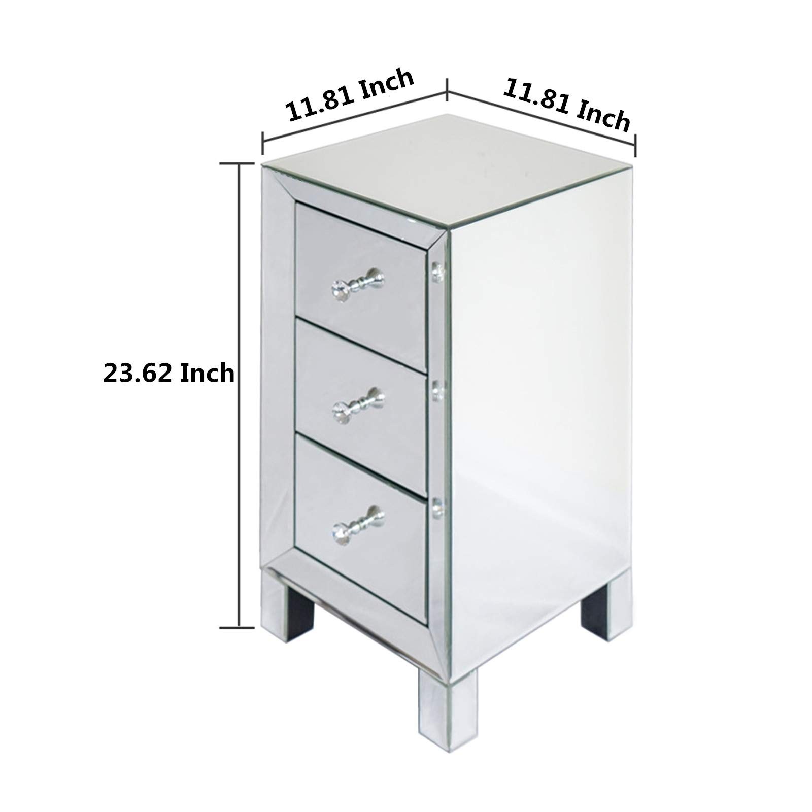 MTFY Mirrored Nightstand End Tables 13.7 in x 17.7 x 26 in, Type-15