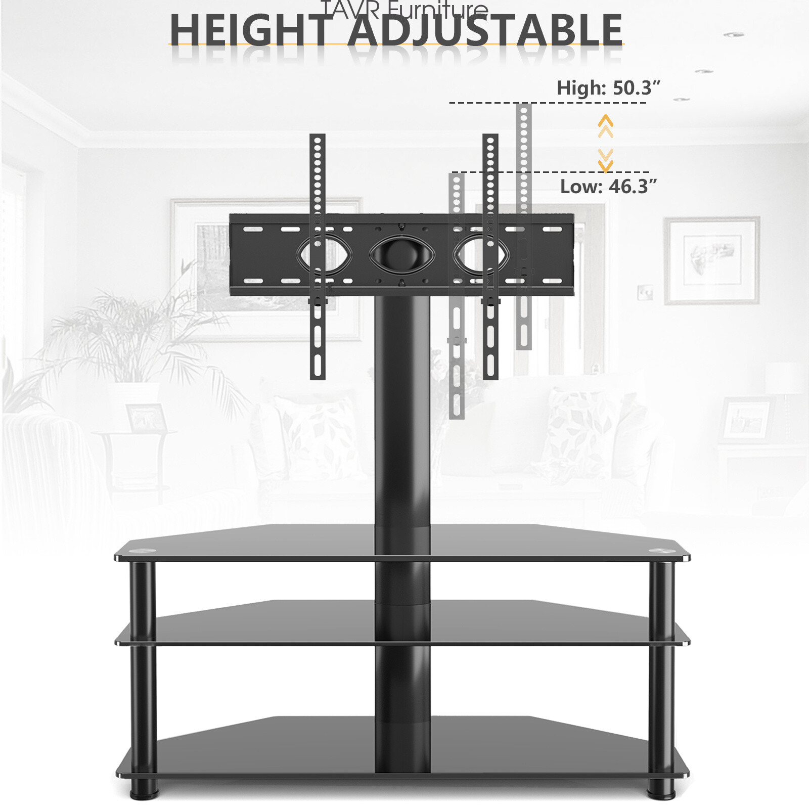 Floor TV Stand with Swivel Mount for most 32 to 65 inch Flat/Curved TVS