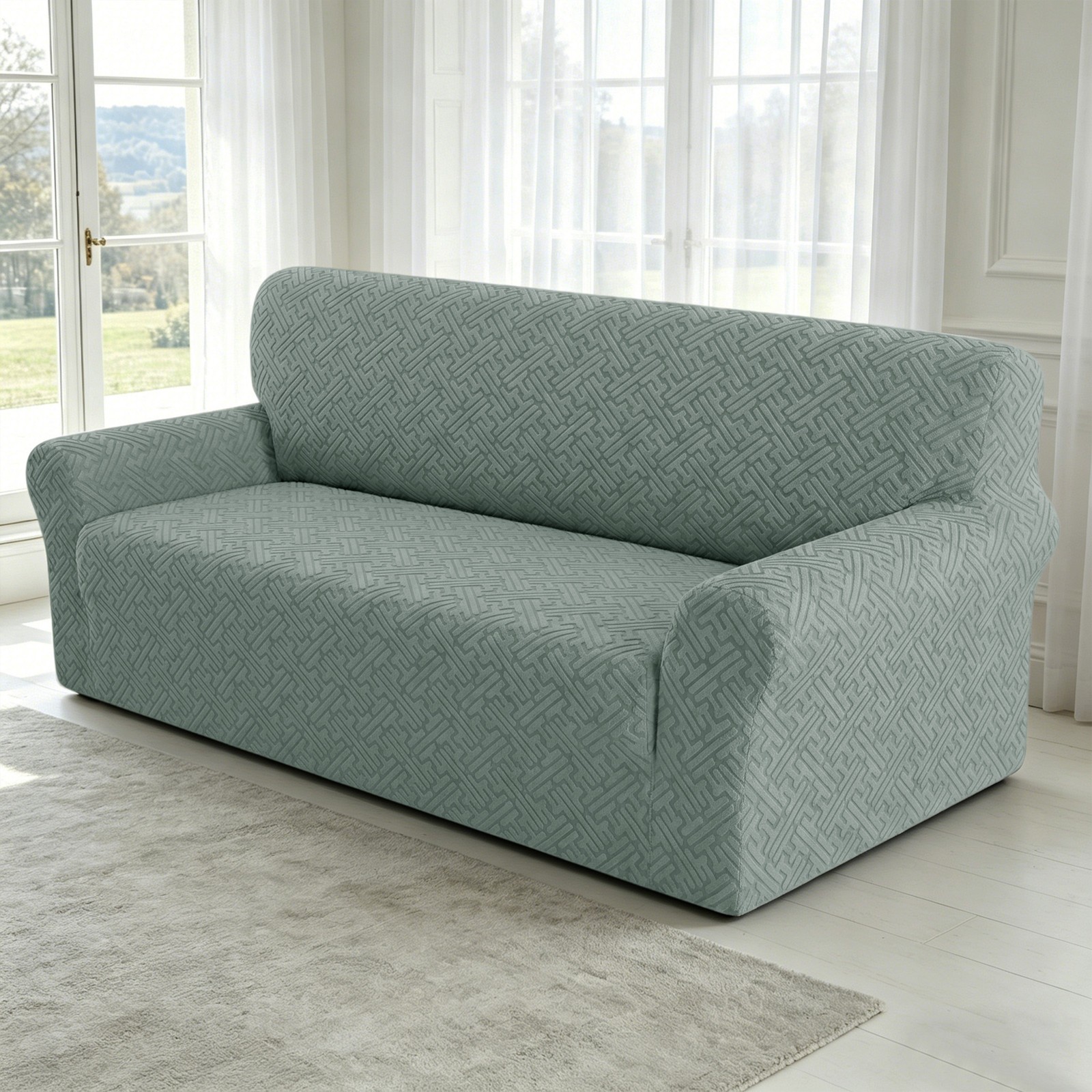 1/2/3/4 Seat Jacquard Sofa Covers 1 Piece Stretch Furniture Protector Slipcovers