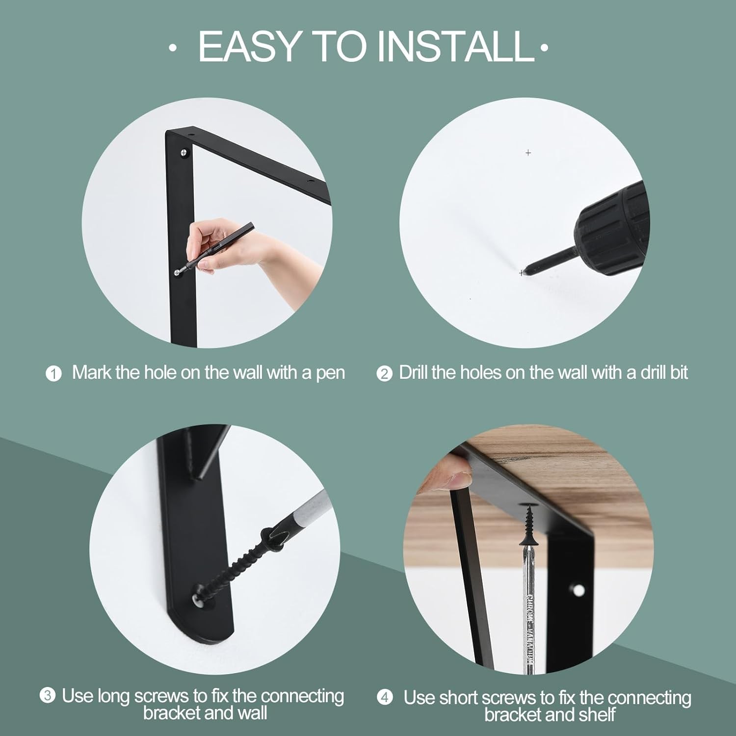 16 Pack L18 X H 12″ Black Heavy Duty Shelf Brackets with Screws Metal Shelf