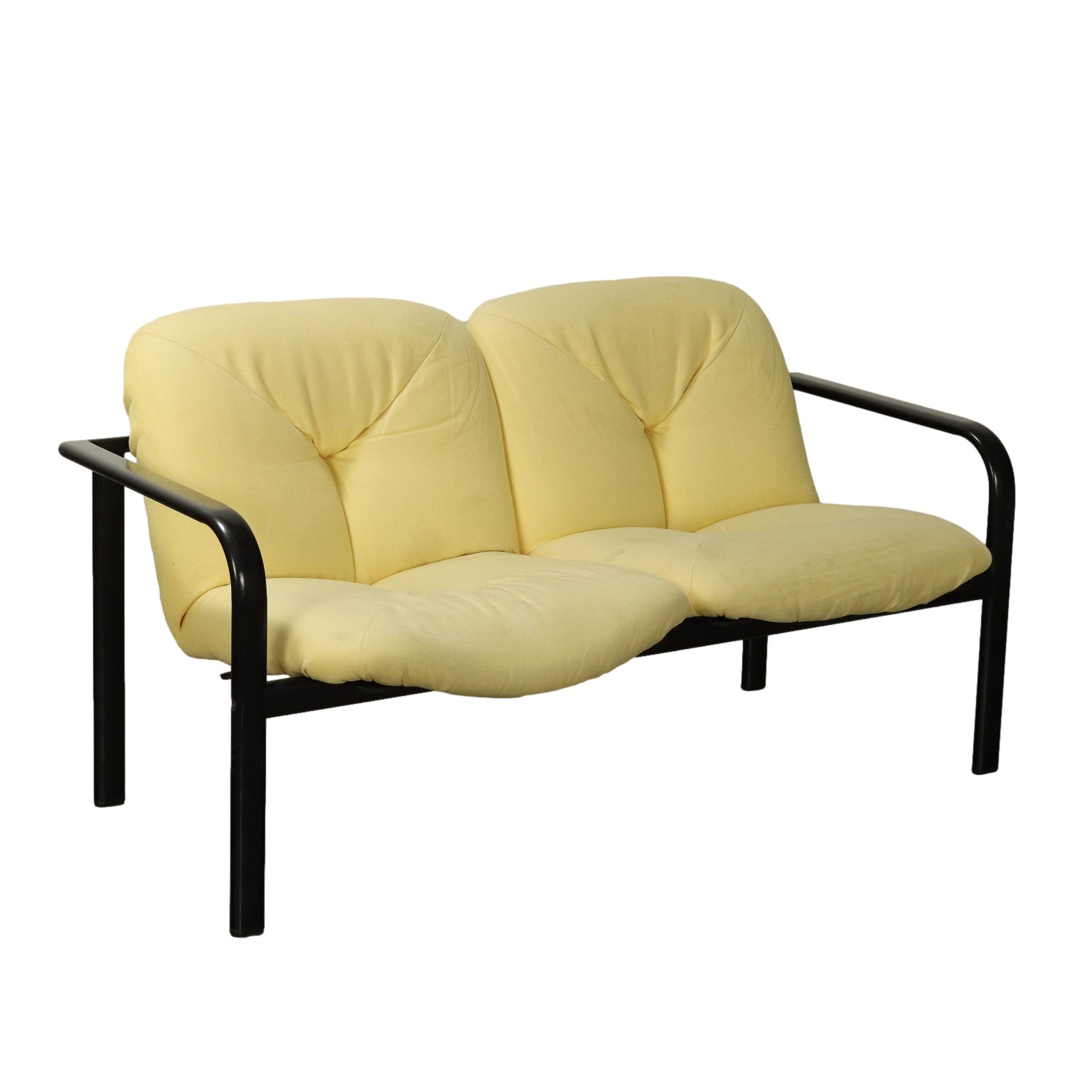 Small Vintage ICF Sofa 2 Seater Fabric Metal Design Italy 1980s-1990s Original