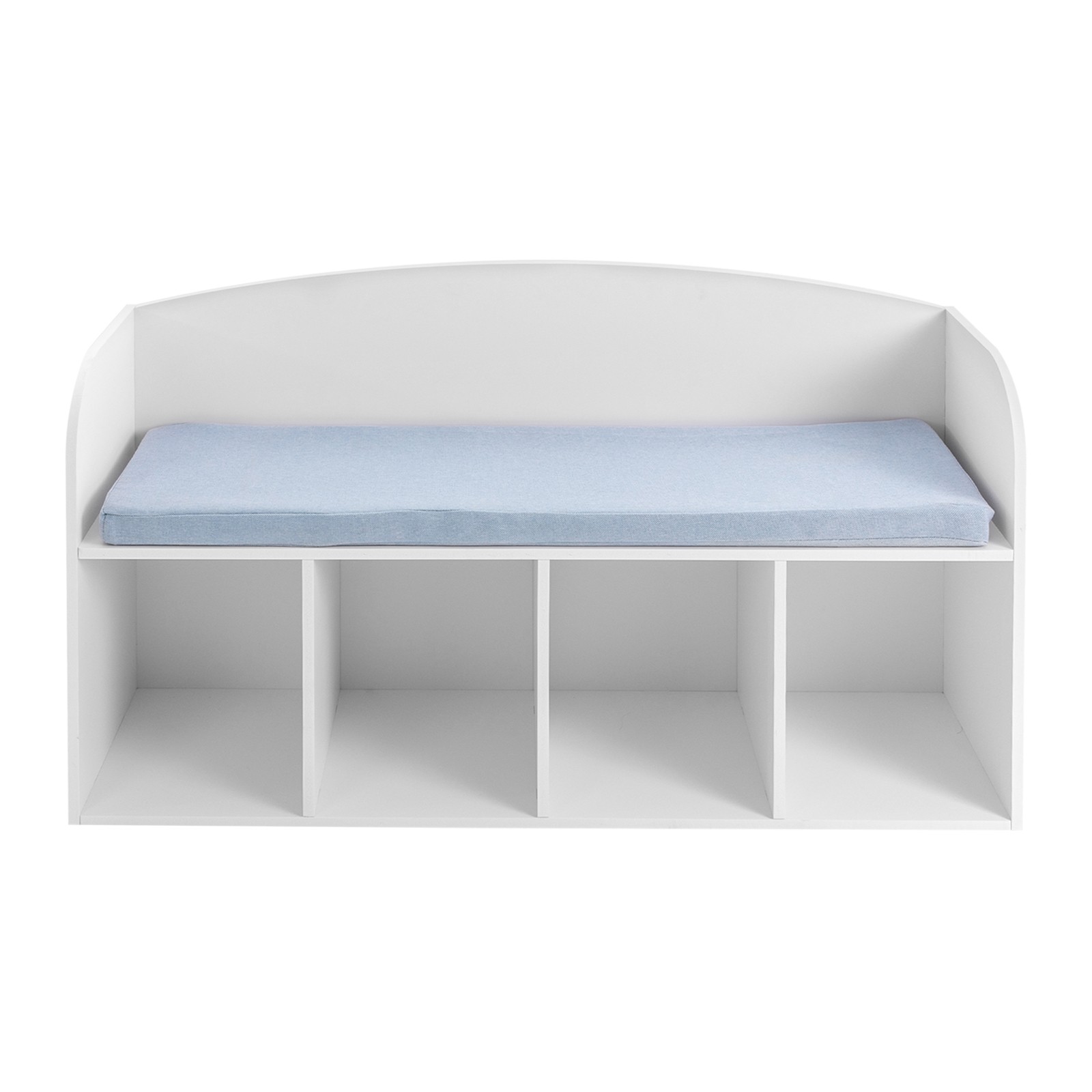  40.16*11.42*23.03in PVC& Cloth& Sponge White Storage Bookshelf W/ Soft Cushion