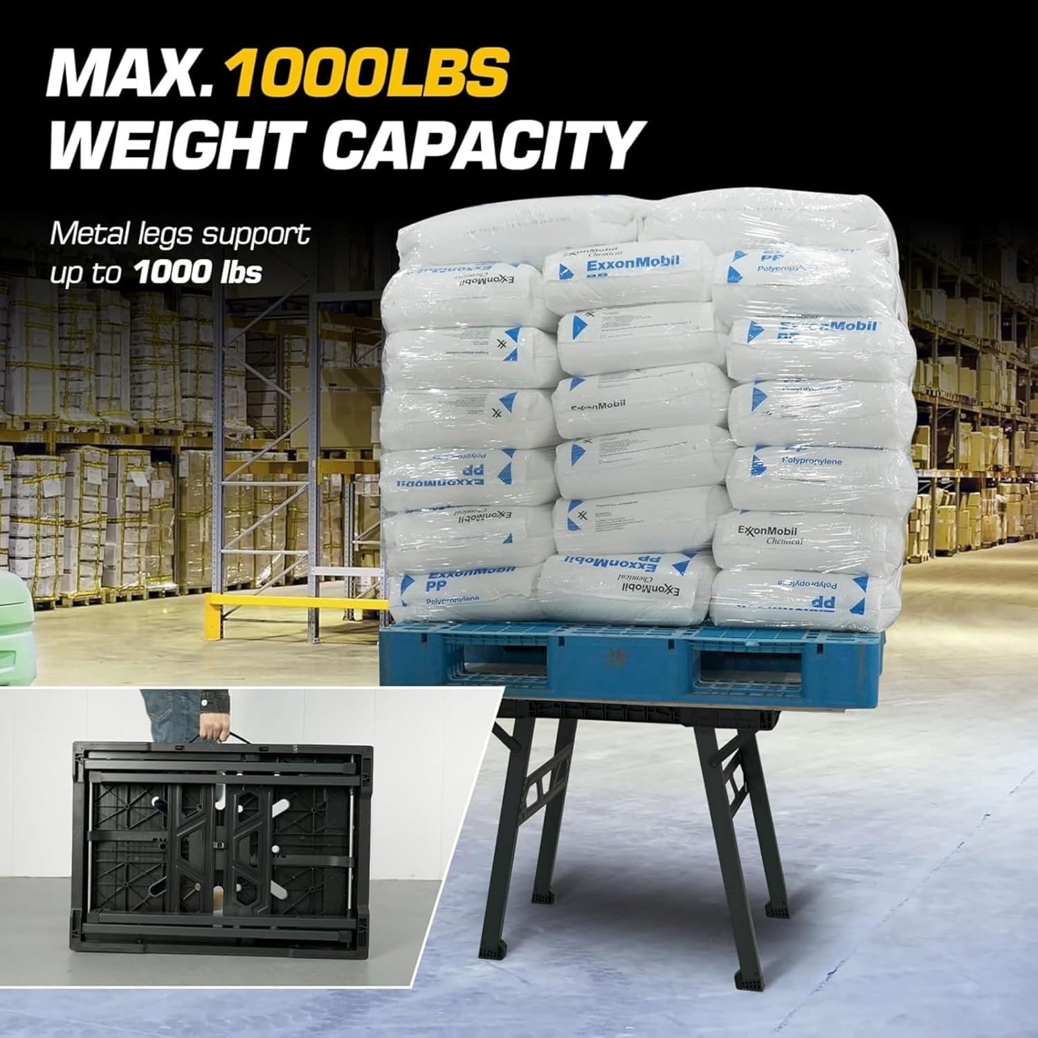 Quick Setup Portable Work Table – 1000 lbs Capacity, Ideal for Garage & Workshop