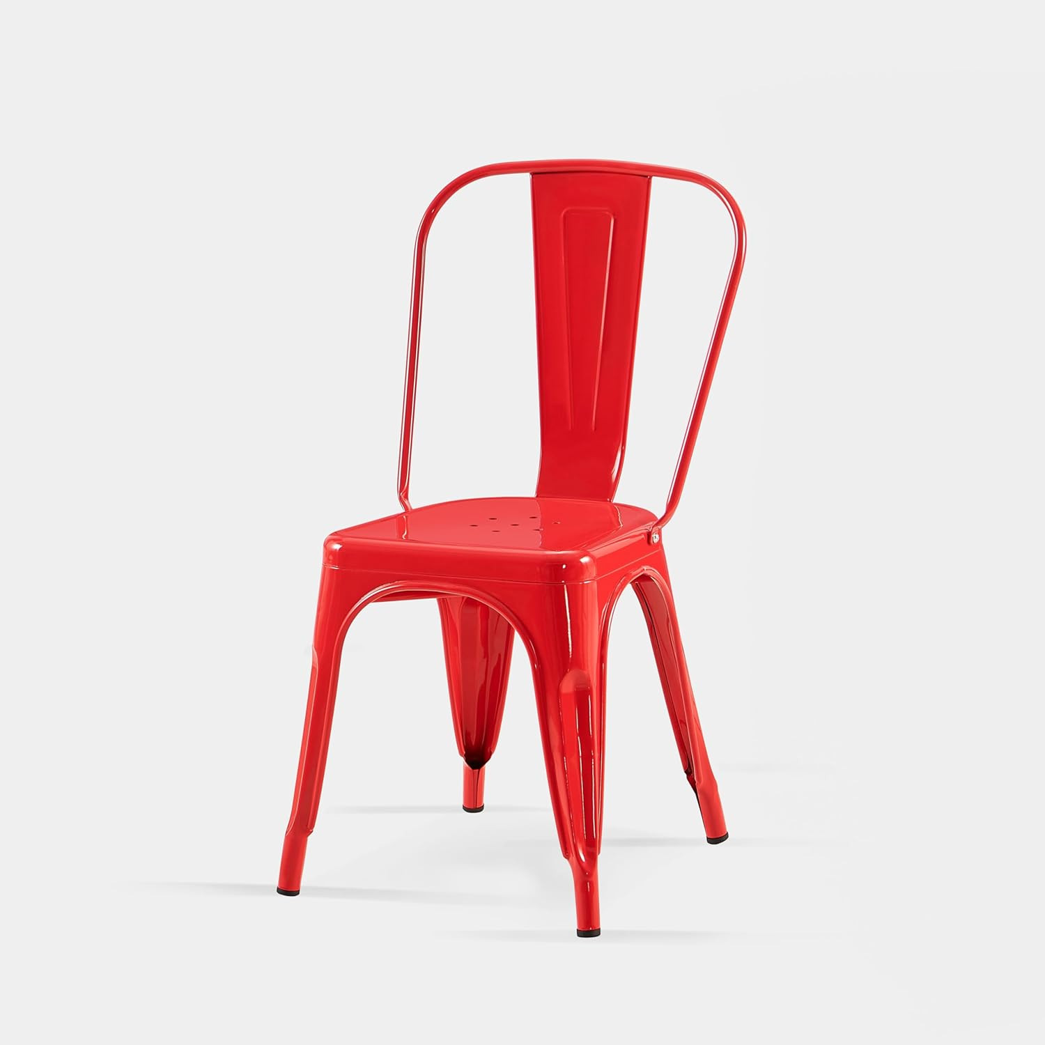 Set of 2 Red Industrial Metal Dining Chairs, 18″ Seat Height, Stackable