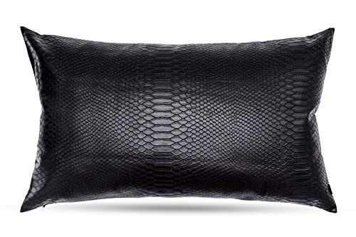 Black Snake Skin Faux Leather Pillow Cover – Sofa Cushion Case – Decorative