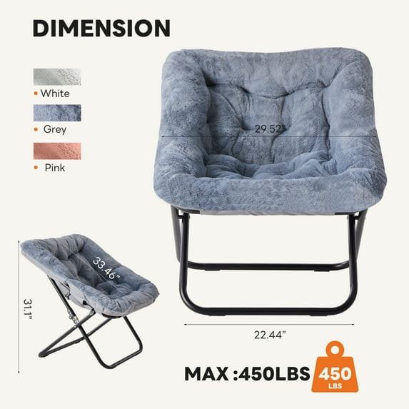 EDX Comfy Faux Fur Folding Lounge Chair for Bedroom Dorm Room FREESHIP