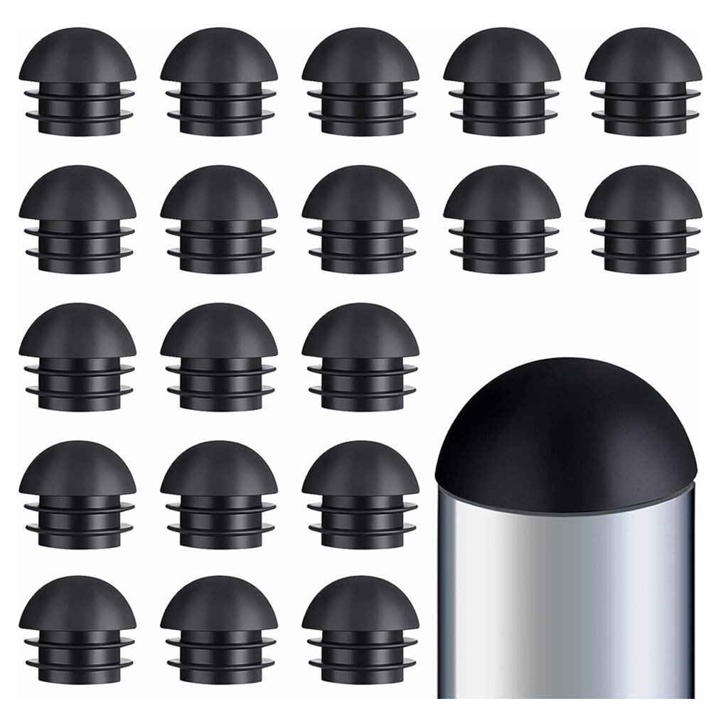 20x 1 Inch Round Black Plastic End Caps Plugs Chair Leg Tube Inserts Glide C141