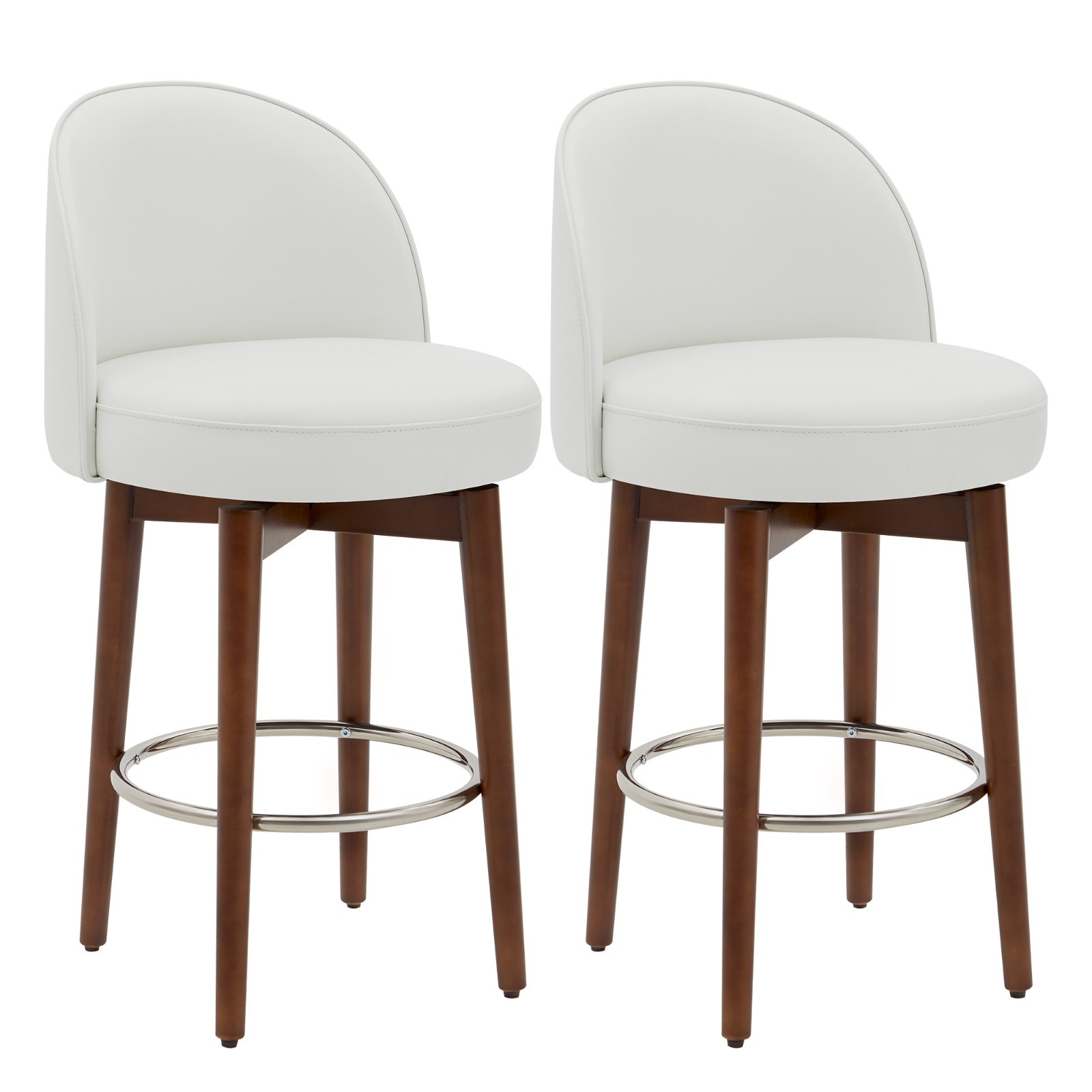 CHITA 27» Faux Leather Swivel Counter Height Bar Stools Set of 2, Comfortable