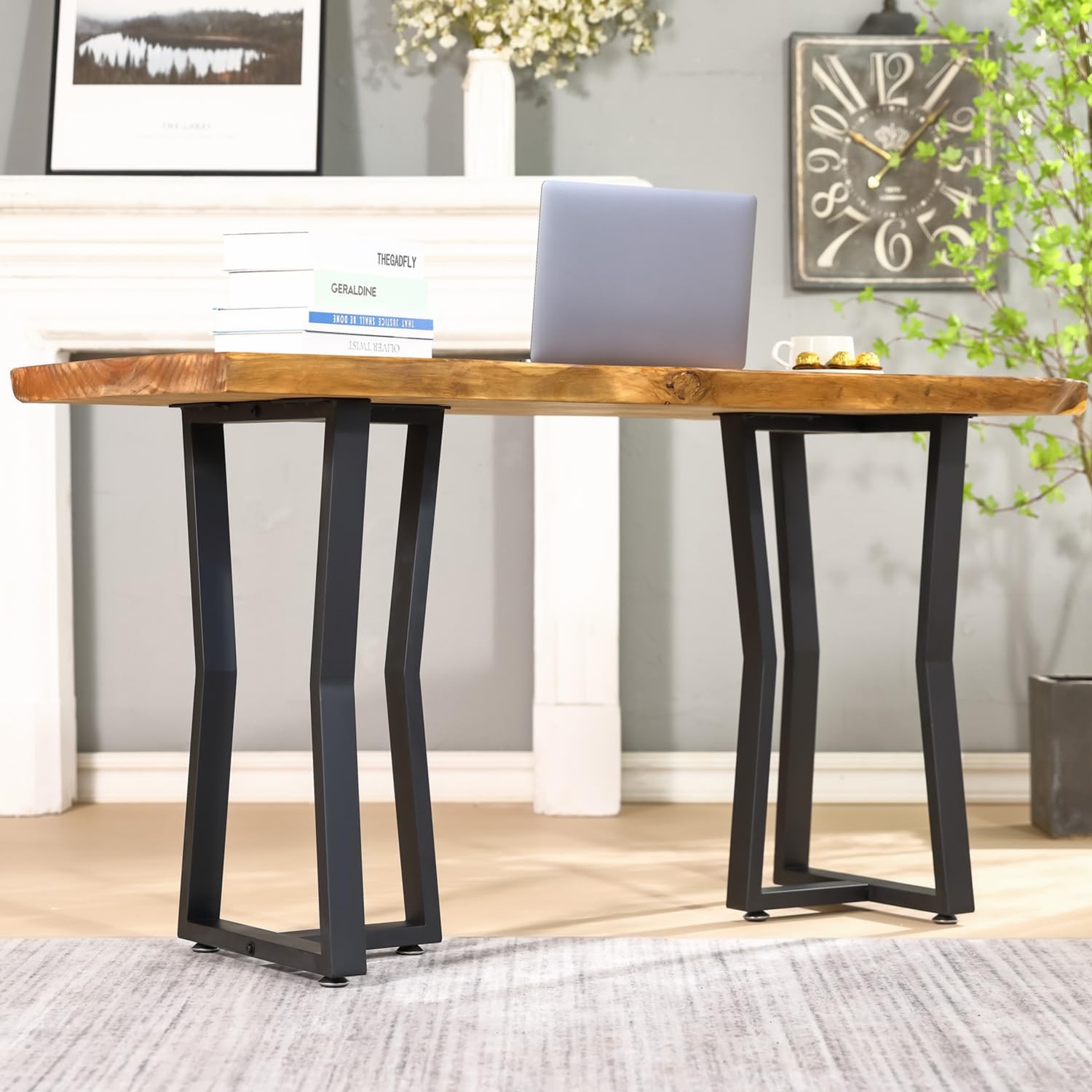 Set of 2 Metal Desk Legs, 28”H x 16”W Heavy Duty T-Shape Table Leg, Black DIY…