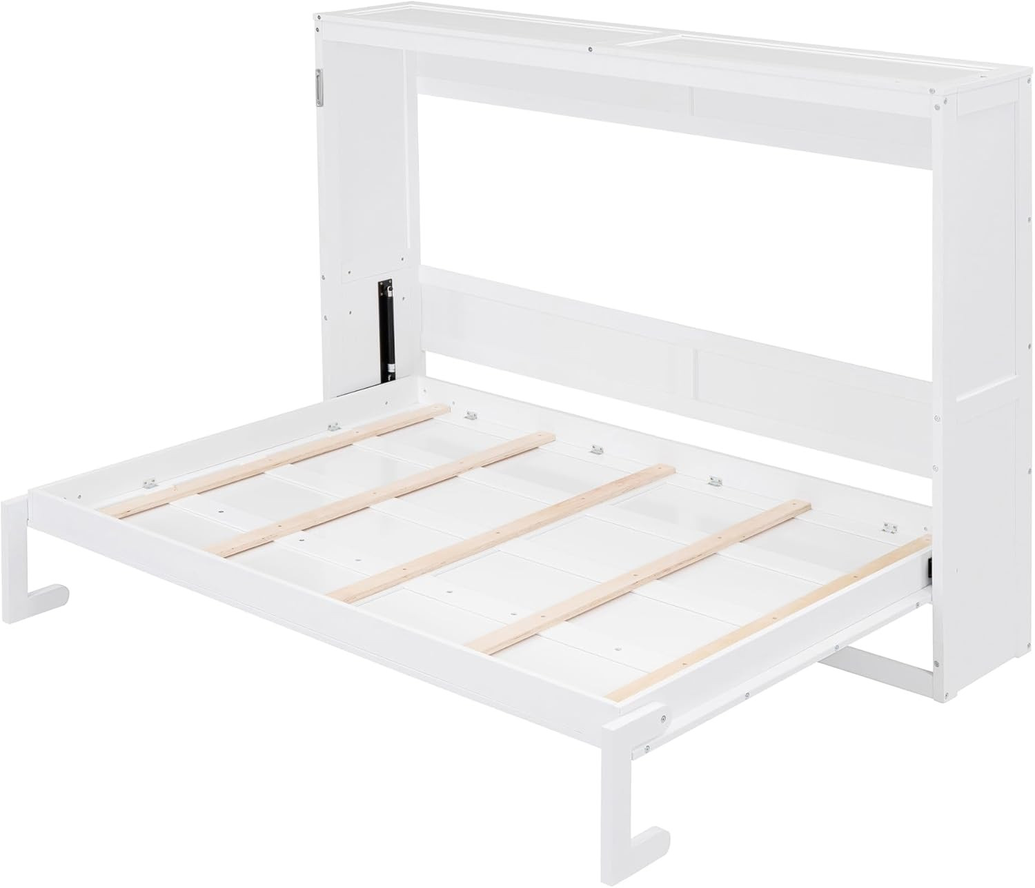 Queen Solid Wood Murphy Bed Chest – Modern Farmhouse Space Saver, White