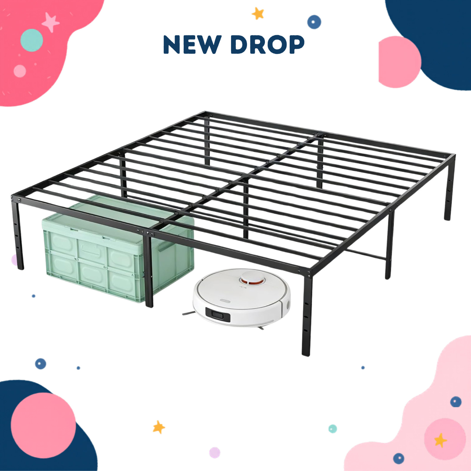 NEW OLIXIS Queen Bed Frame 18 Inch Heavy Duty Metal Platform Noise Free No
