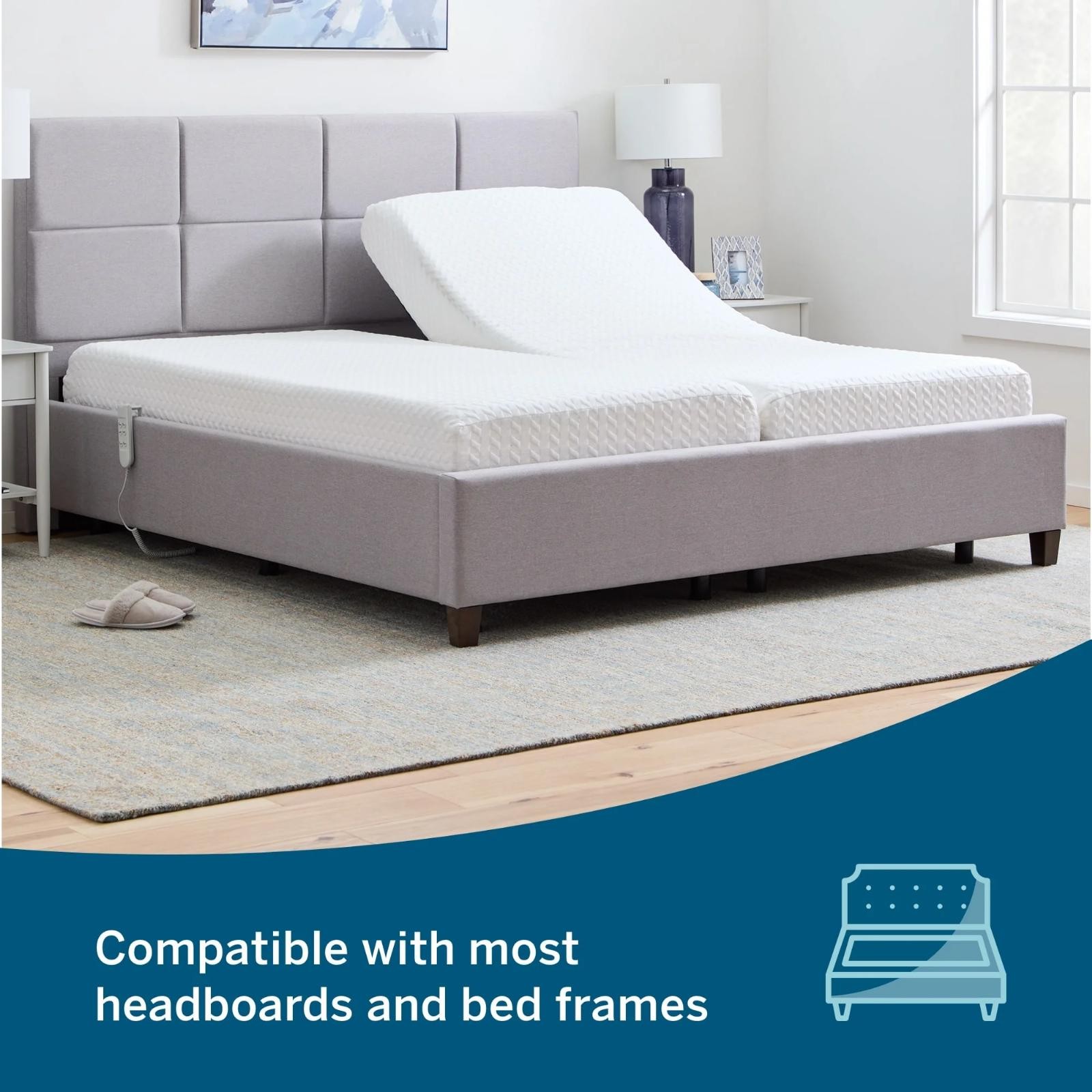 KING SIZE Lucid Basic Electric Adjustable Bed Base 2 Wired Remotes Steel Frame