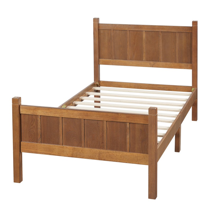 Twin Size Flat Panel Bed w/Headboard &Footboard,Minimalist Modern Platform Bed
