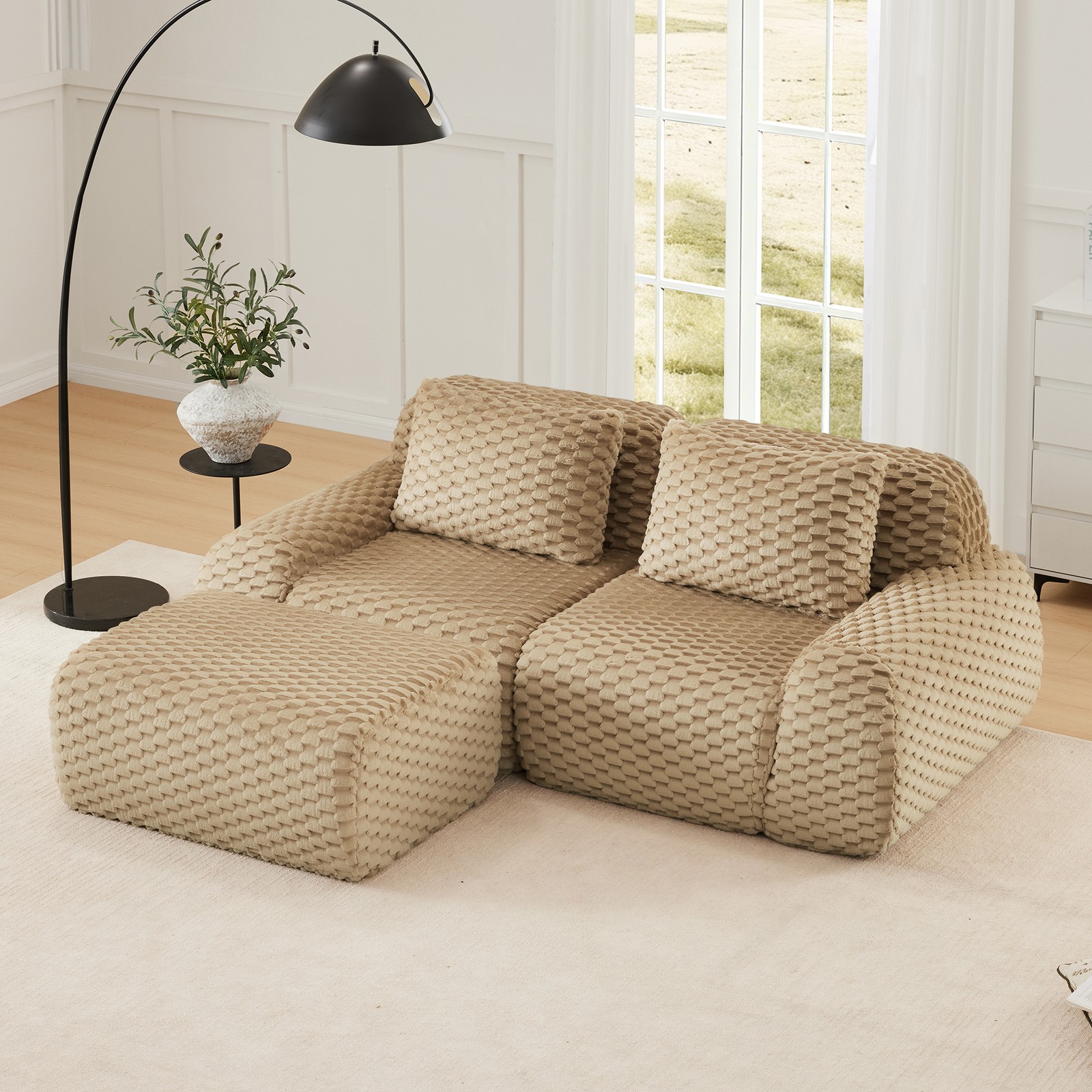 82″ Modern L-Shaped Modular Sectional Sofa for Living Room,Flannelette Fabric,