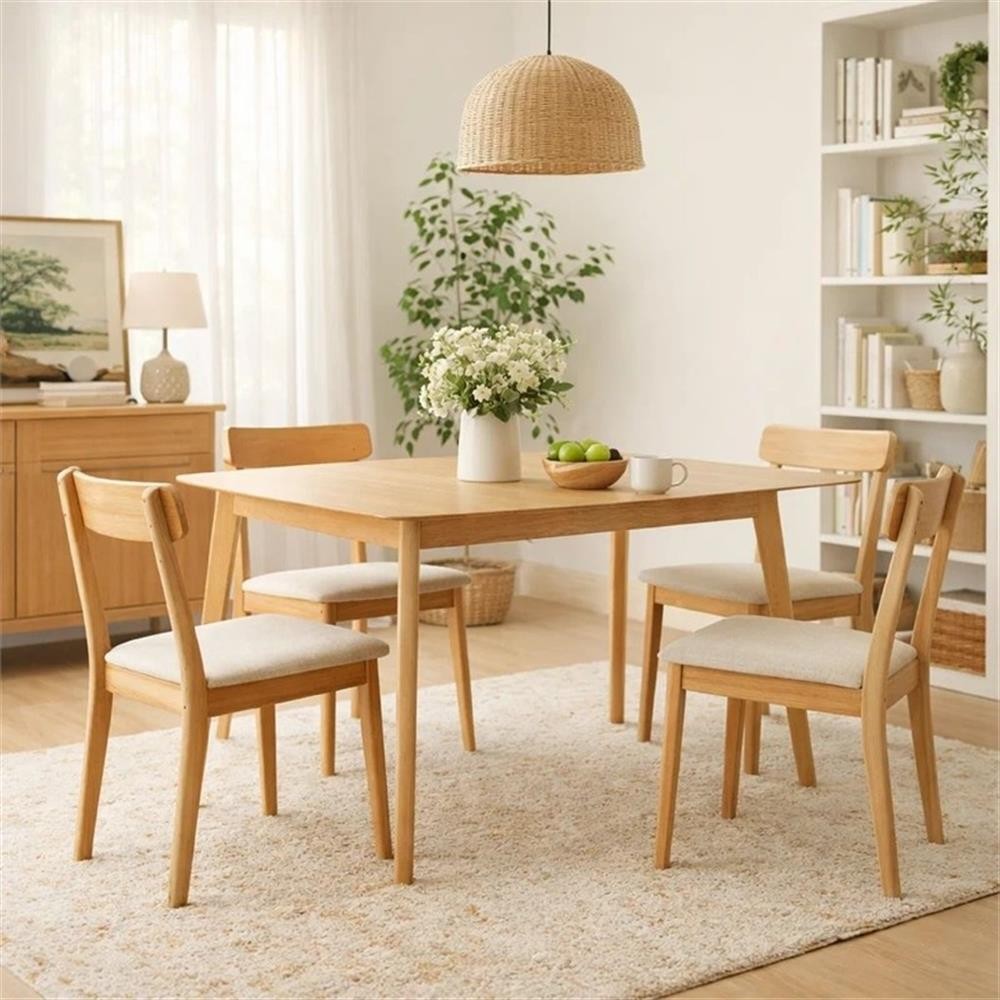 Pemberly Row 59″ Dining Table in Walnut Brown with Splayed Tapered Legs