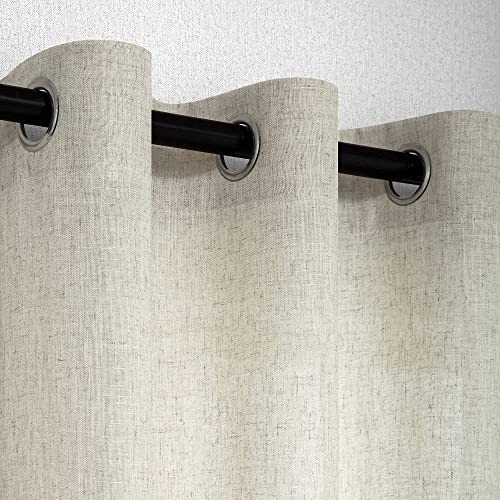 63 Inch Length Linen Curtains for Bedroom 2 Panel 52″W x 63″L (Pack of 2) Tan