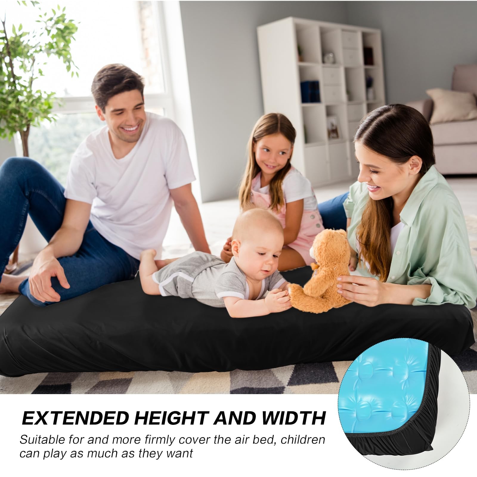 Breling Kids Air Mattress Fitted fit about 62.2 x 34.6 x 7 inches, Black