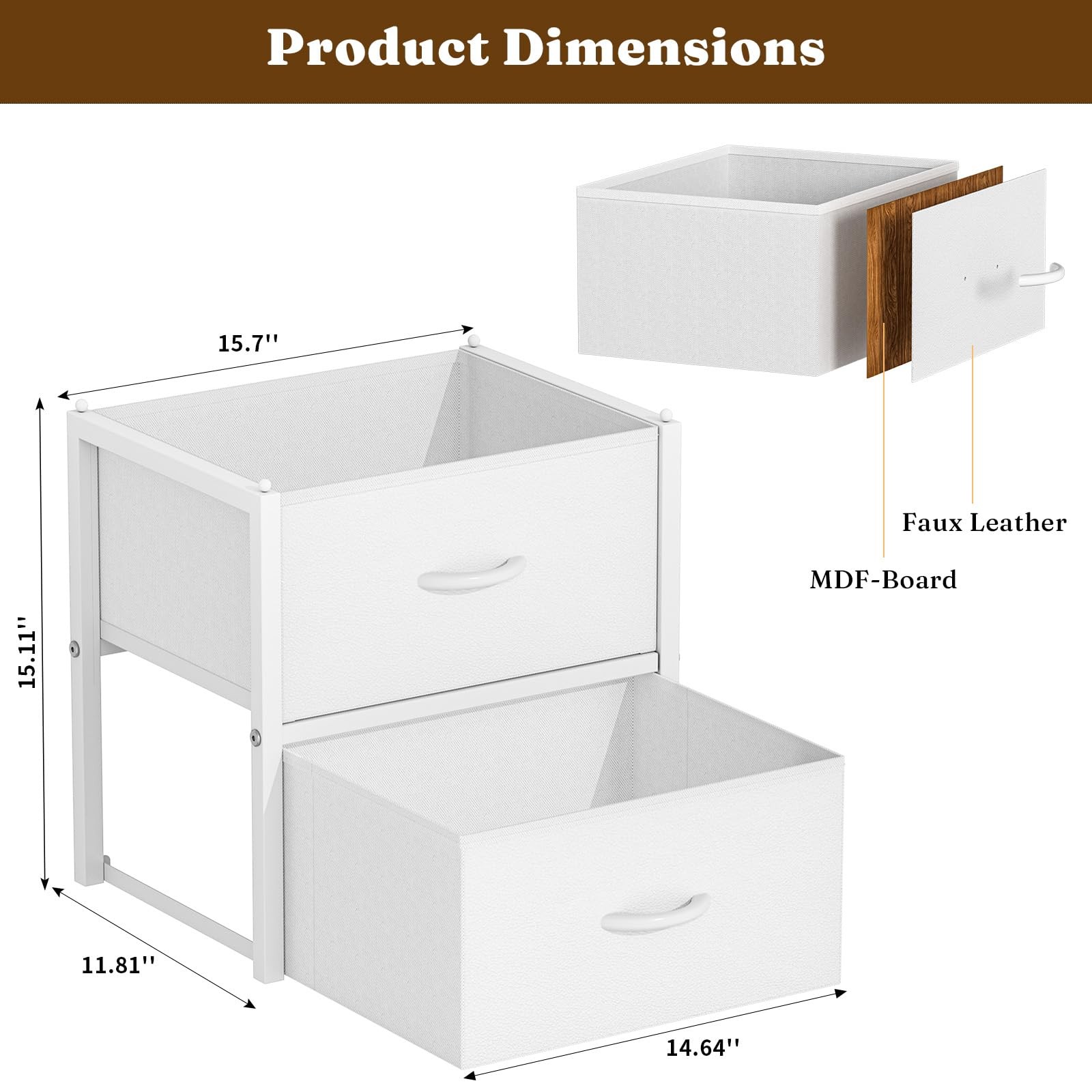 4 Pack (8 Drawers) Stackable Storage Closet Drawers, White Closet Organizer a…