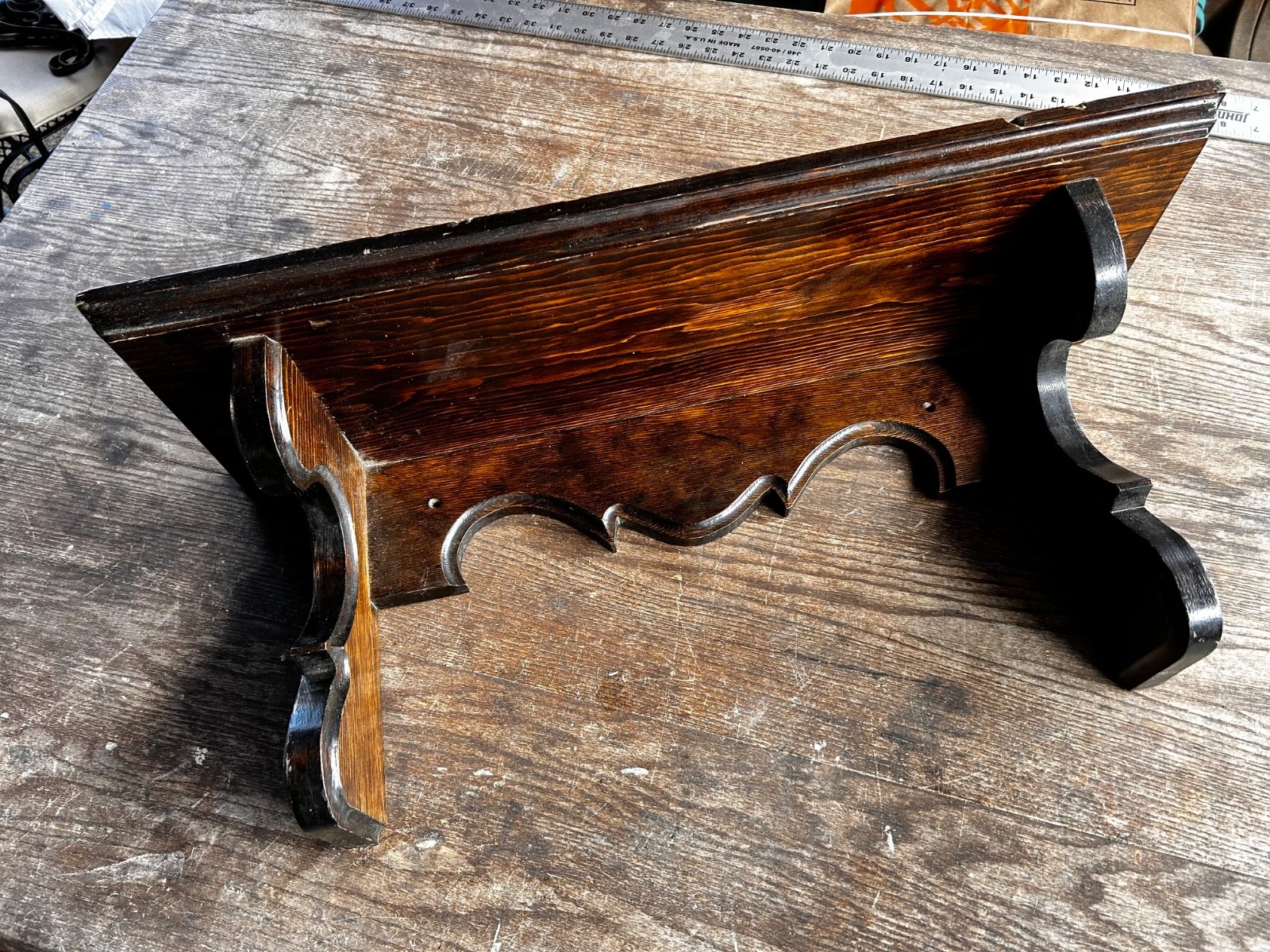 Vintage 25.25″ Heavy Duty Thick Solid Wood Wall Shelf Pine? Sturdy 1970’s Look